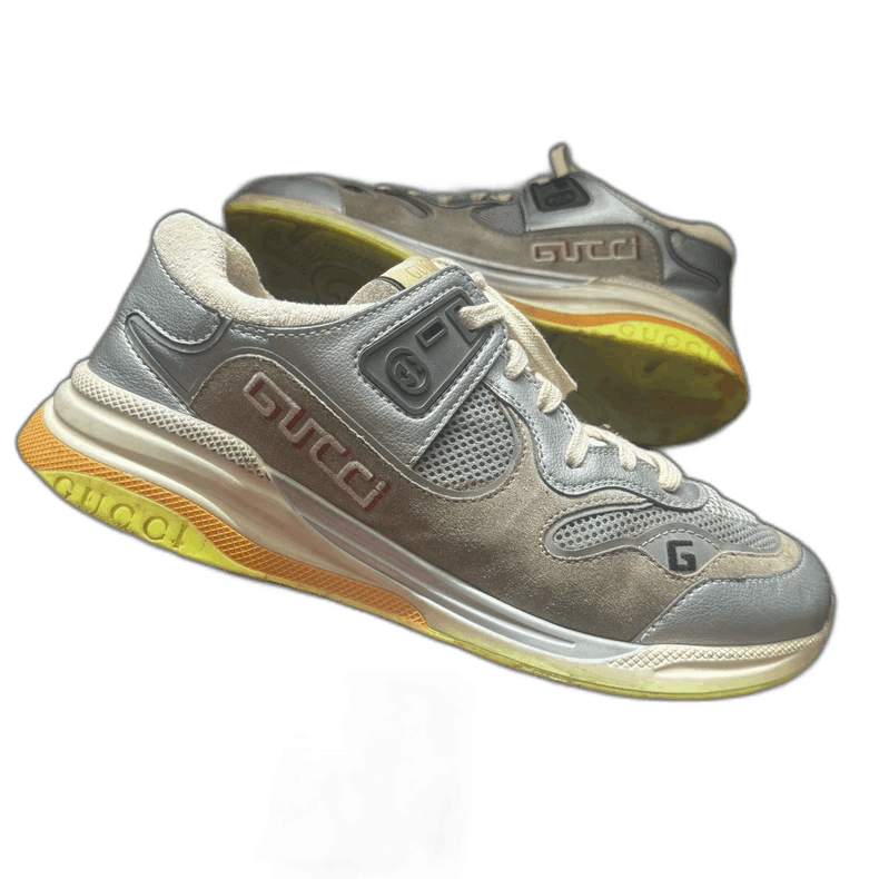 Gucci Ultrapace Grey Yellow Running Shoes-2506 Shoes, Men's (Size 10)