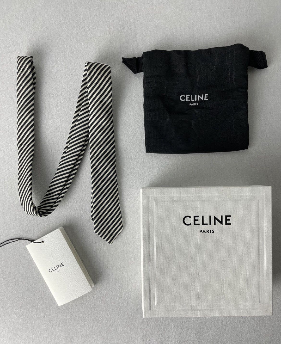 Celine × Hedi Slimane FW19 Cambridge College Diagonal Stripe Tie Runway Size ONE SIZE - 1 Thumbnail