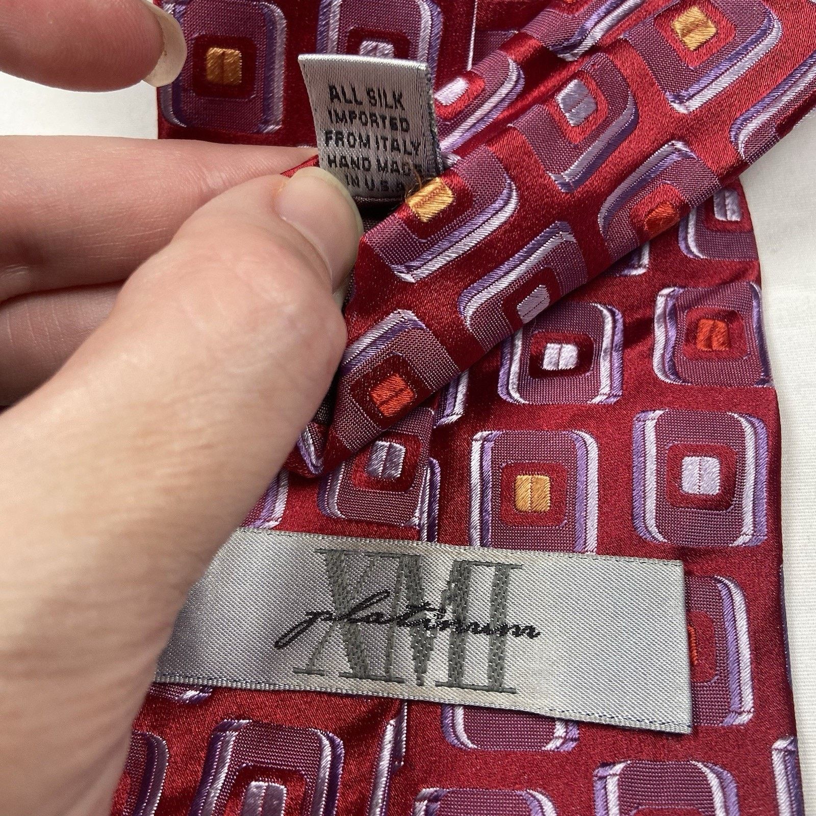 XMI Platinum XMI PLATINUM Men's 100% Silk Necktie Handmade USA Designer Size ONE SIZE - 2 Thumbnail