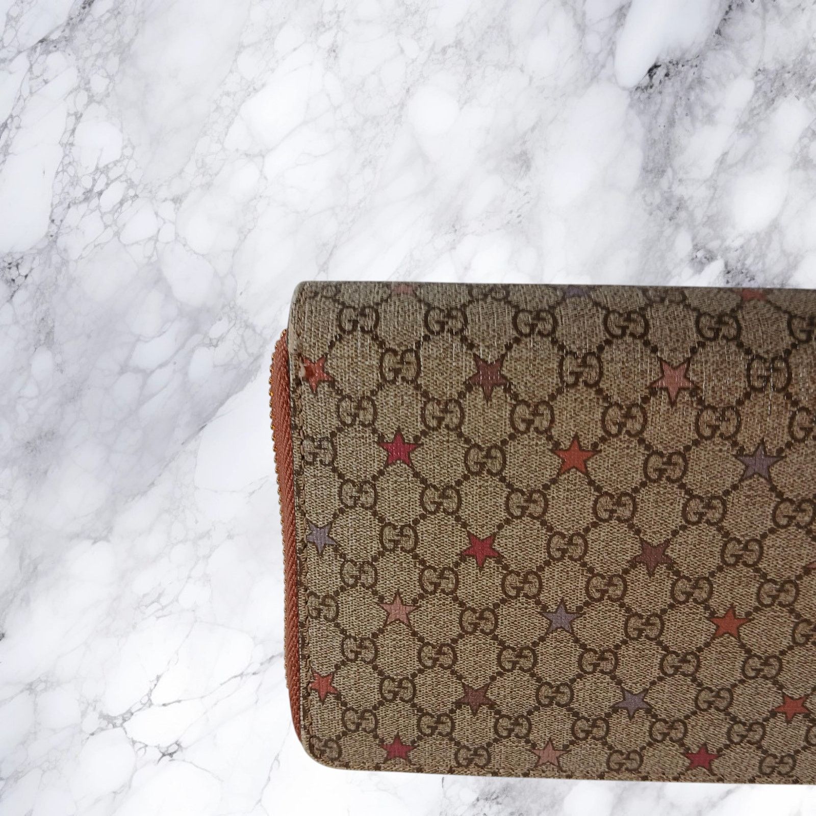 Gucci Gucci Micro GG Star Supreme Coated Canvas Zip Around Wallet Size ONE SIZE - 13 Thumbnail