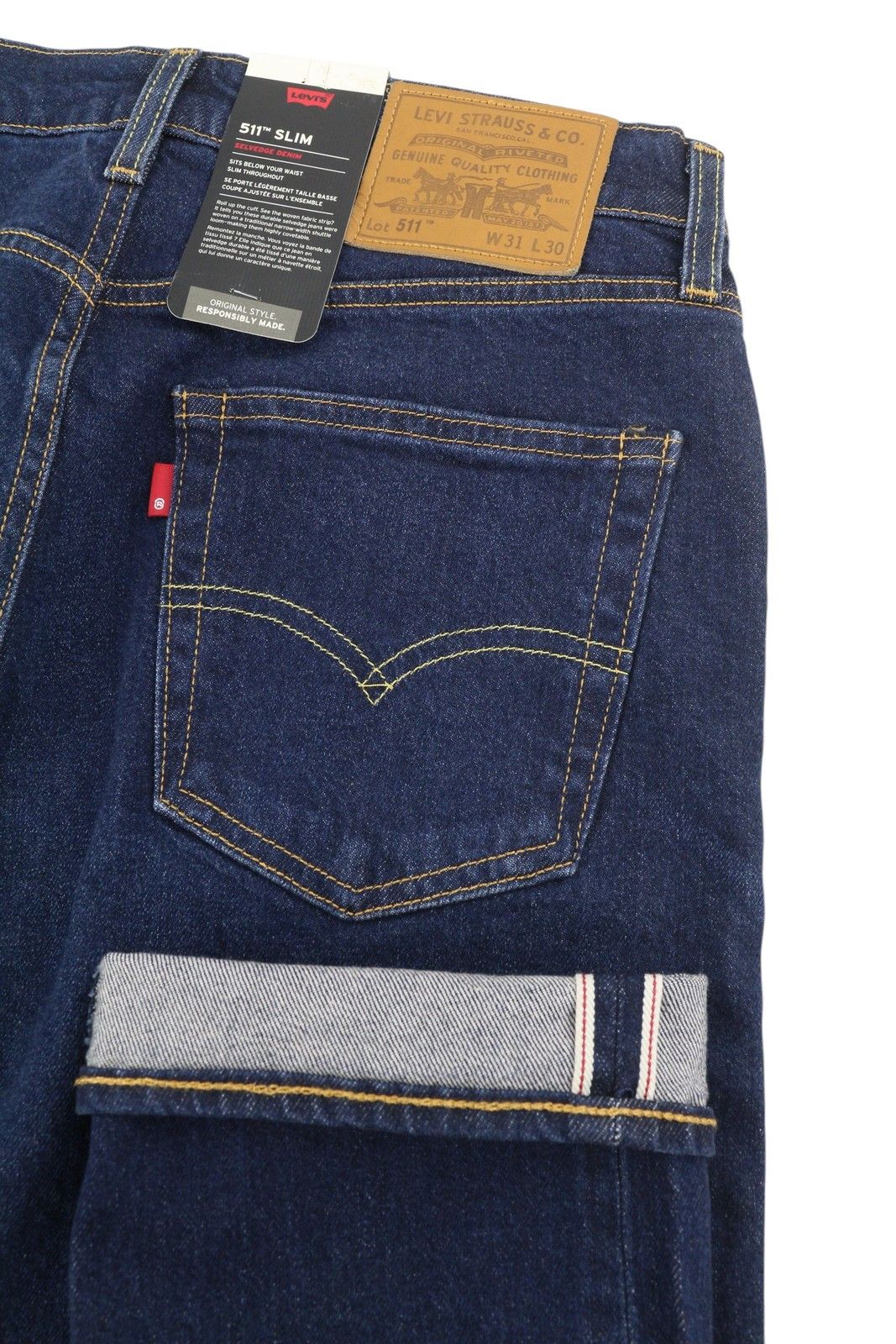 Levi's 511 W31/L30 Selvedge Slim Zip Faded Blue Jeans 87065 Size US 31 - 7 Thumbnail