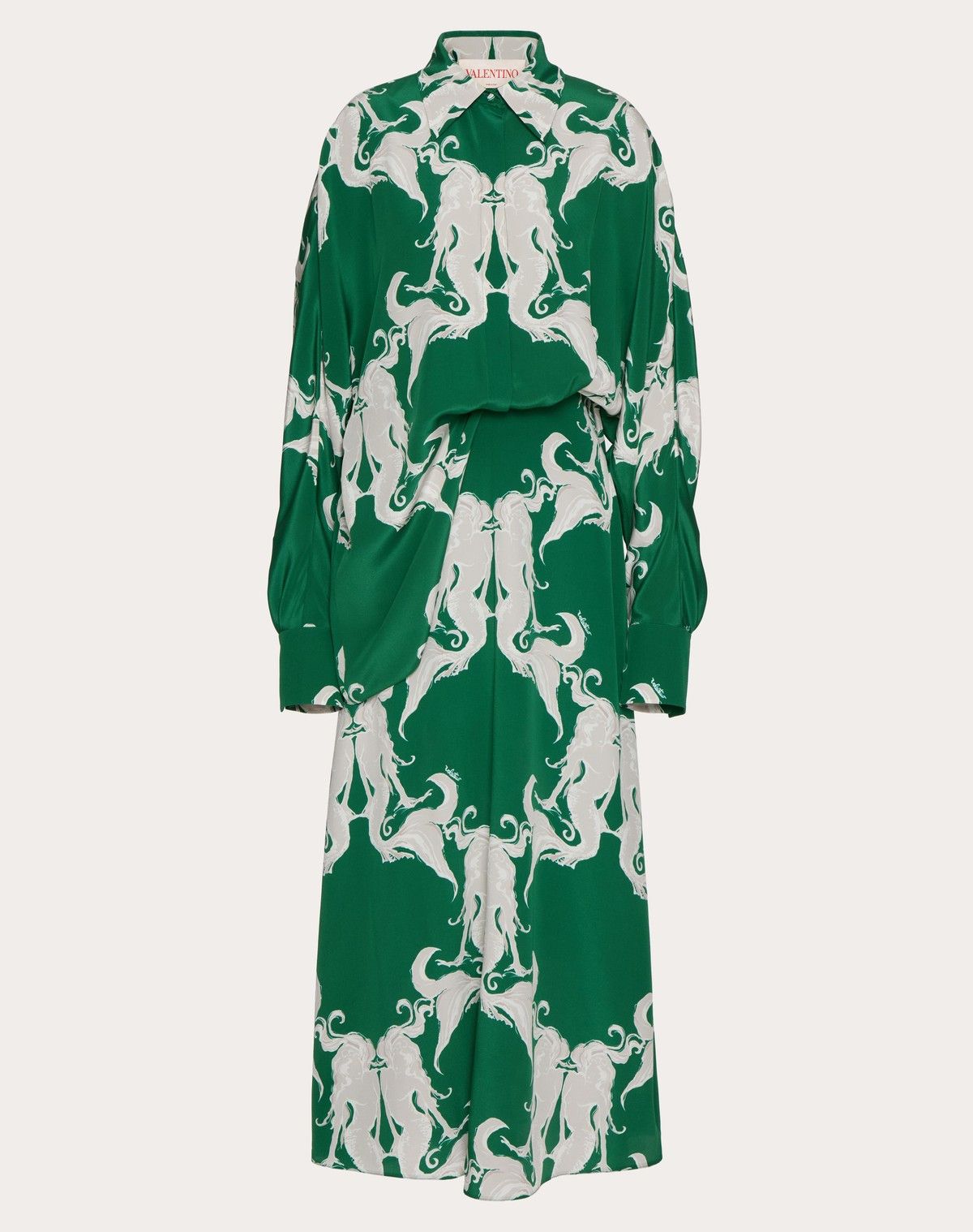 Valentino o1s1wg110525 Siren Small Crepe De Chine Dress in Green Size XS / US 0-2 / IT 36-38 - 1 Thumbnail