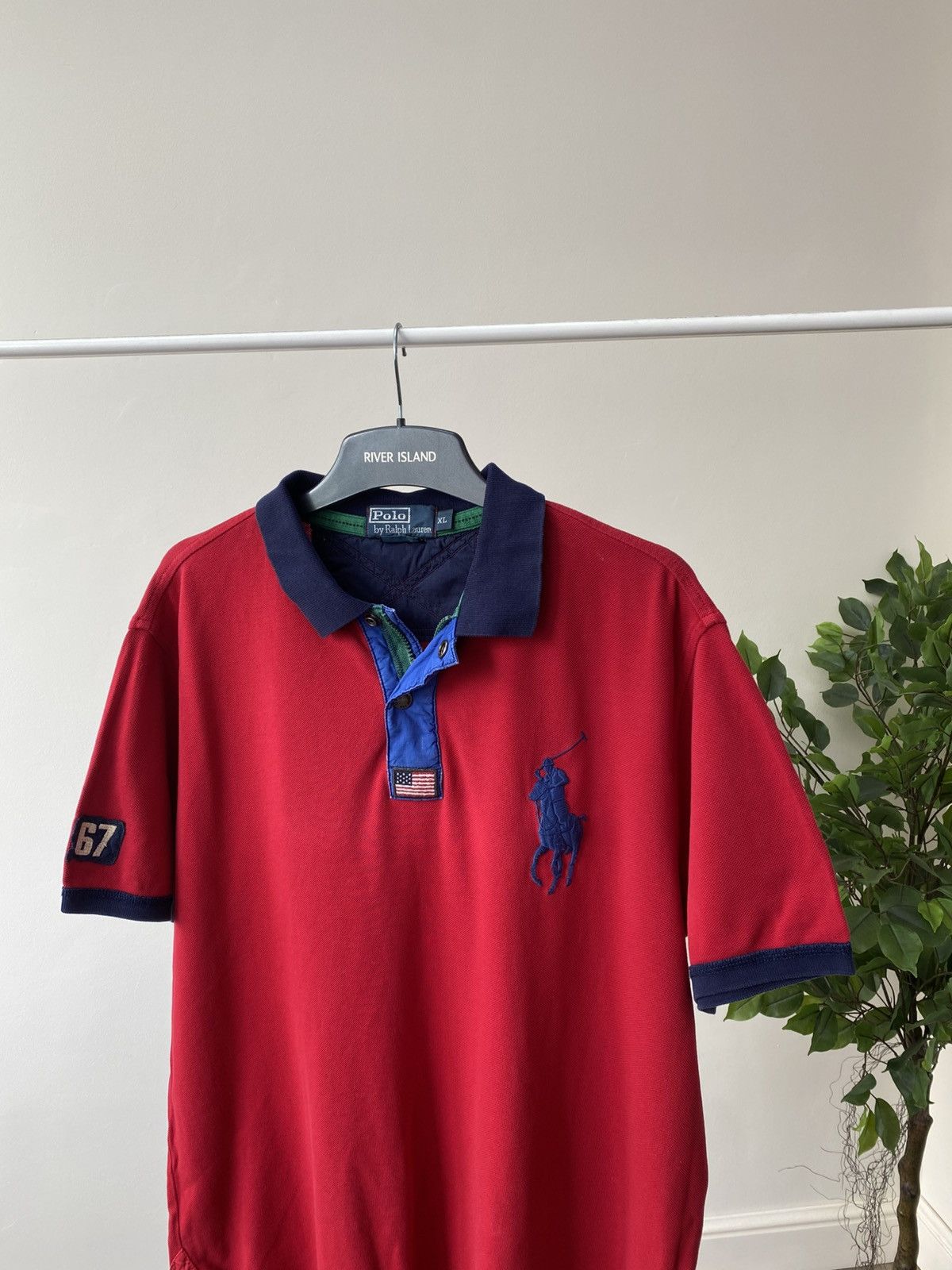 Polo Ralph Lauren × Vintage Vintage Polo Ralph Lauren Red Rugby USA 1/4 Zip Big Pony Size US XL / EU 56 / 4 - 7 Thumbnail