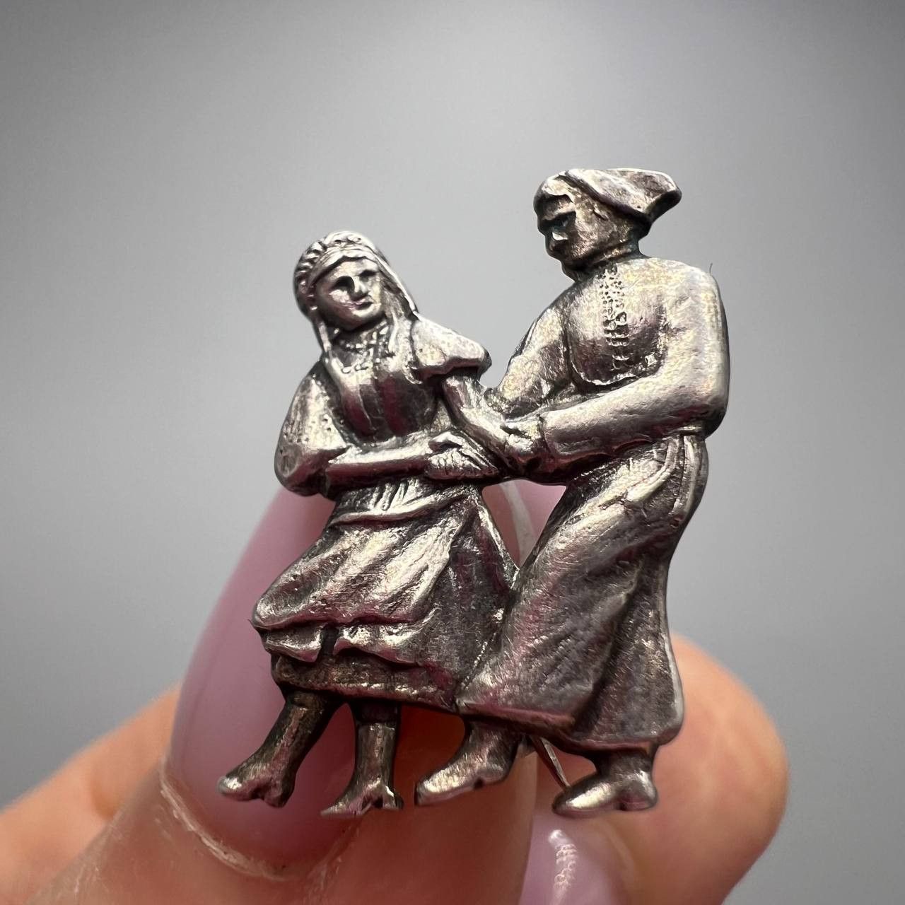 1968 Vintage Ukrainian 875 Silver Brooch Hopak Dance Follk