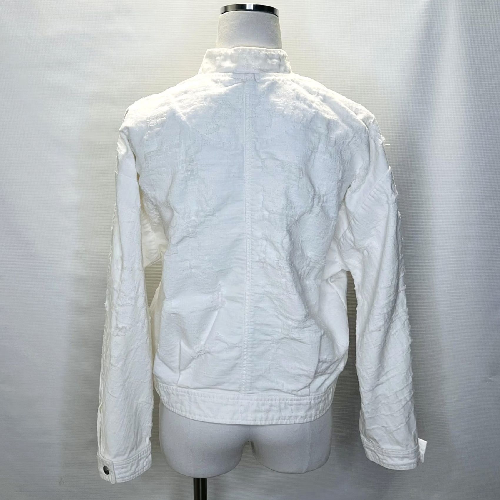 Free People Free People Jacket Womens Large White Textured Cotton Full Zip Boho Casual Size L / US 10 / IT 46 - 3 Thumbnail
