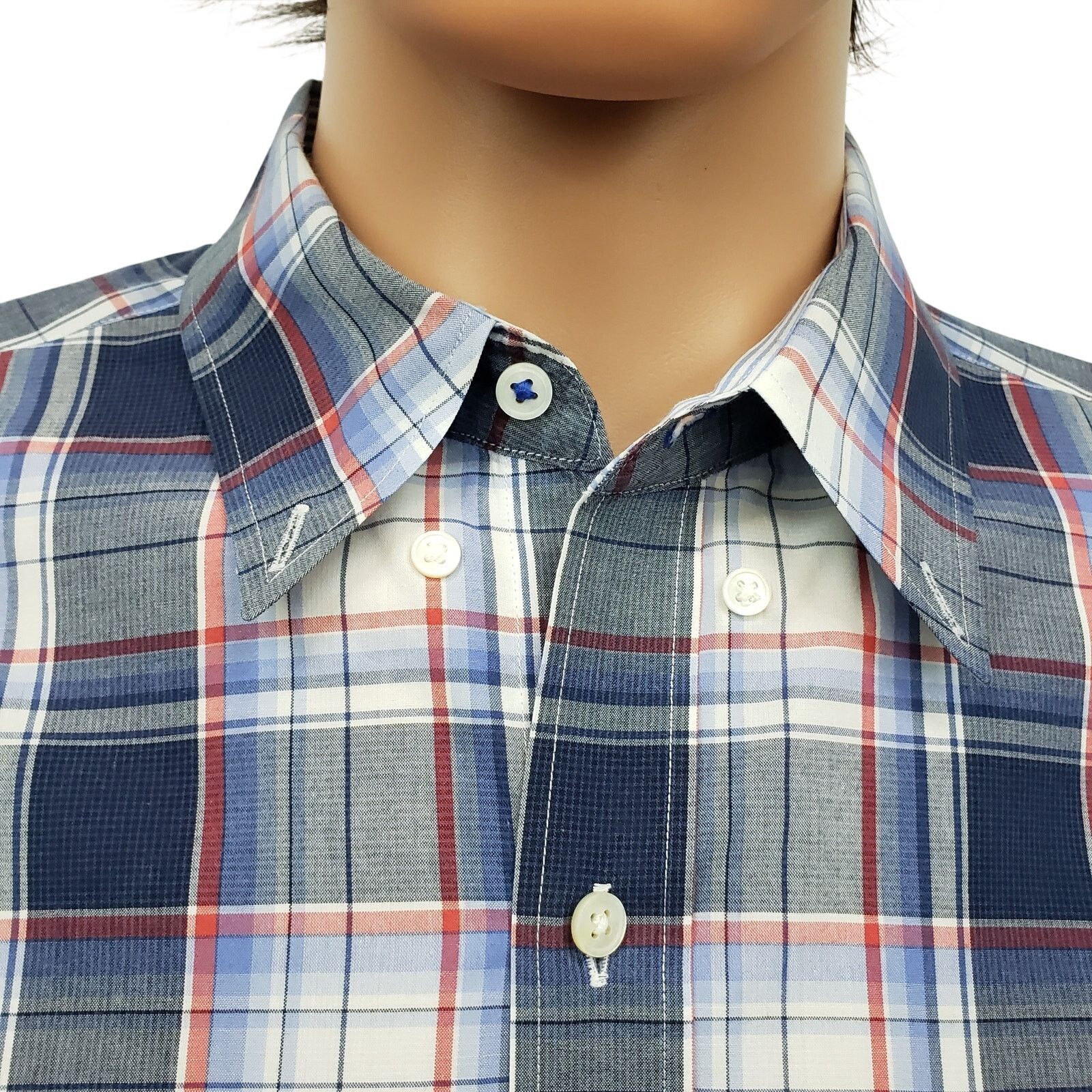 J.McLaughlin J. McLaughlin Contrast Collar Flip Cuff Shirt XL Plaid Check Size US XL / EU 56 / 4 - 6 Thumbnail