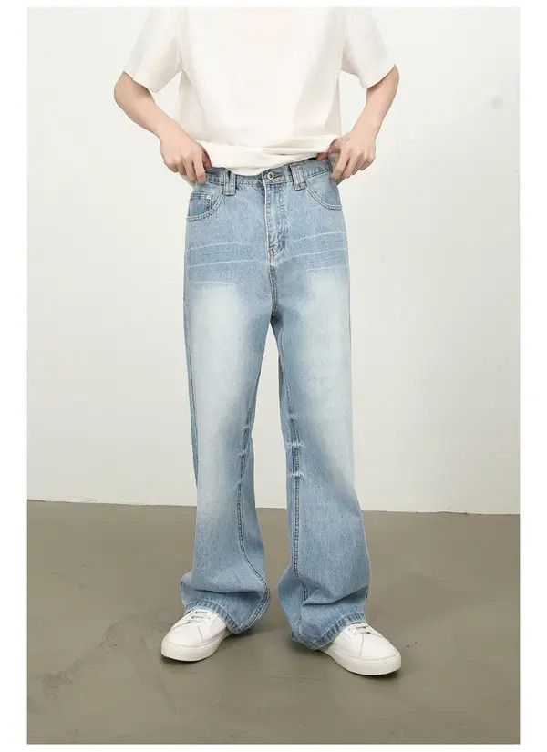 VIBE American all-match retro distressed elastic waist jeans Size US 32 / EU 48 - 2 Thumbnail