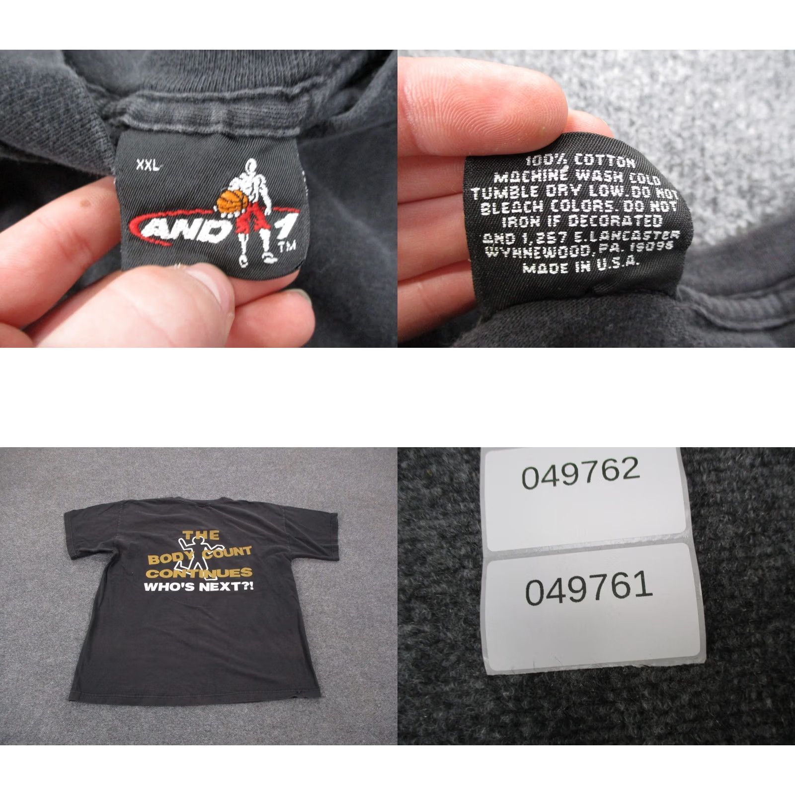 Vintage VINTAGE And 1 T-Shirt Mens 2XL Graphic Print WCW 1998 90s Y2K Black Nike Shirt Size US XXL / EU 58 / 5 - 8 Thumbnail