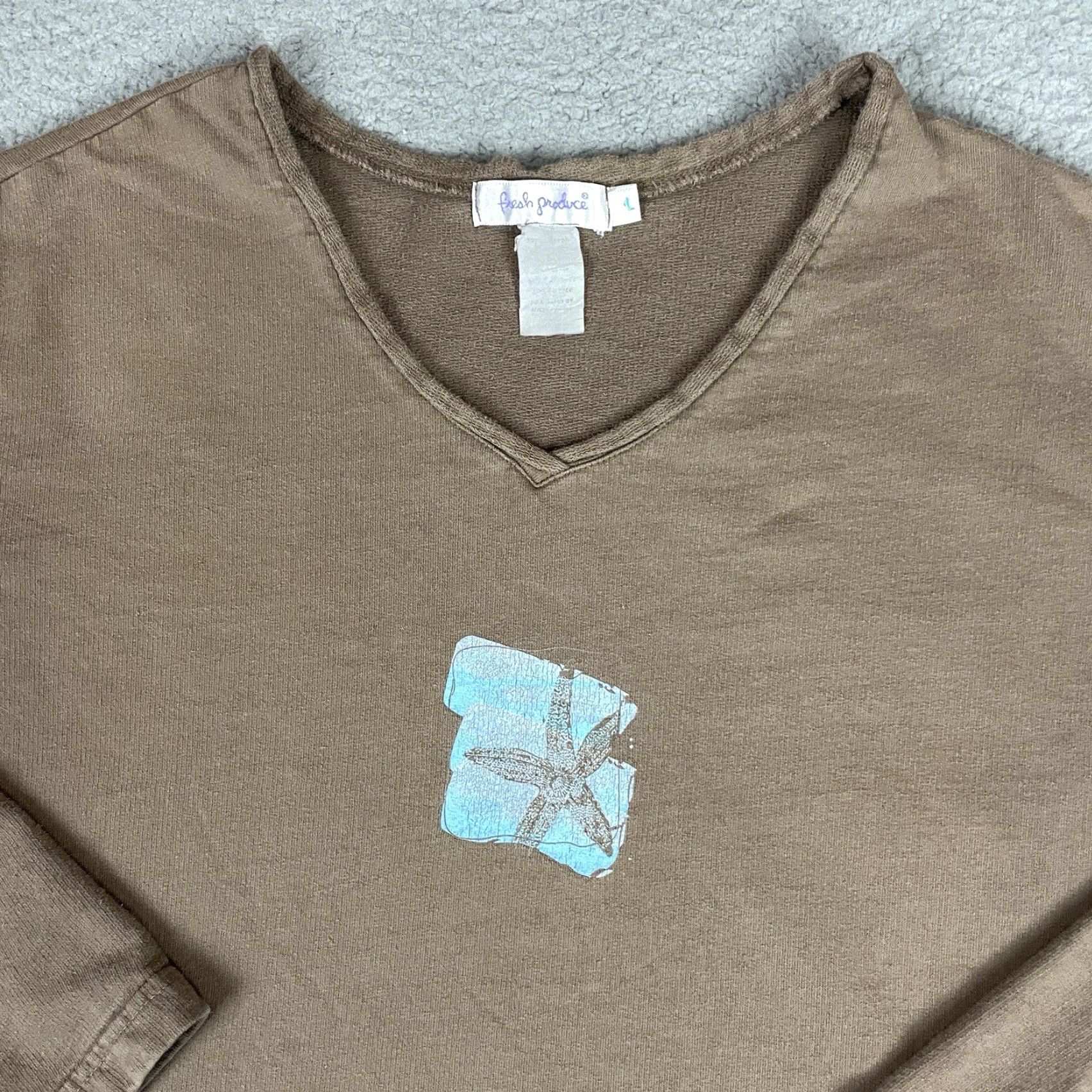 Logo 7 VINTAGE Fresh Produce Sweatshirt Women’s L Brown Starfish Logo Crew Neck Pullover Size L / US 10 / IT 46 - 3 Thumbnail