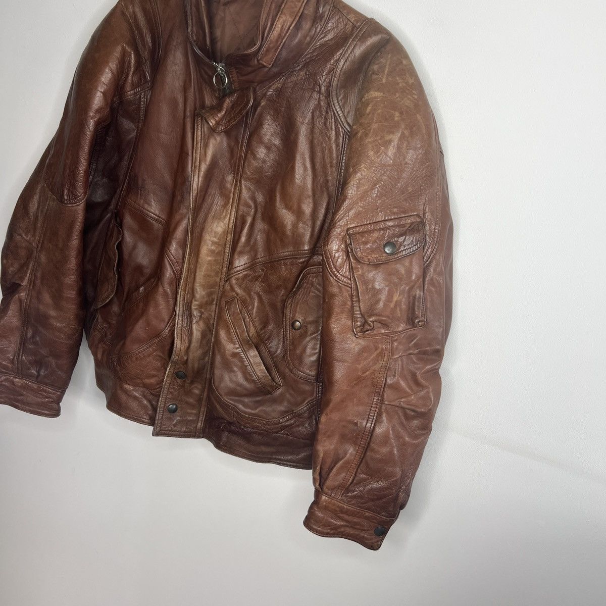 Other Vintage Brown Leather Motor Biker Jacket Trucker Genuine Size US M / EU 48-50 / 2 - 2 Thumbnail