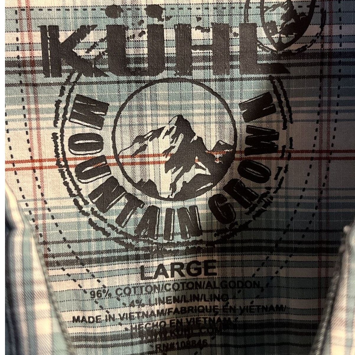 Kuhl Kuhl Men's L Blue Check SS Button Pocket Cotton Linen Shirt Size US L / EU 52-54 / 3 - 3 Thumbnail