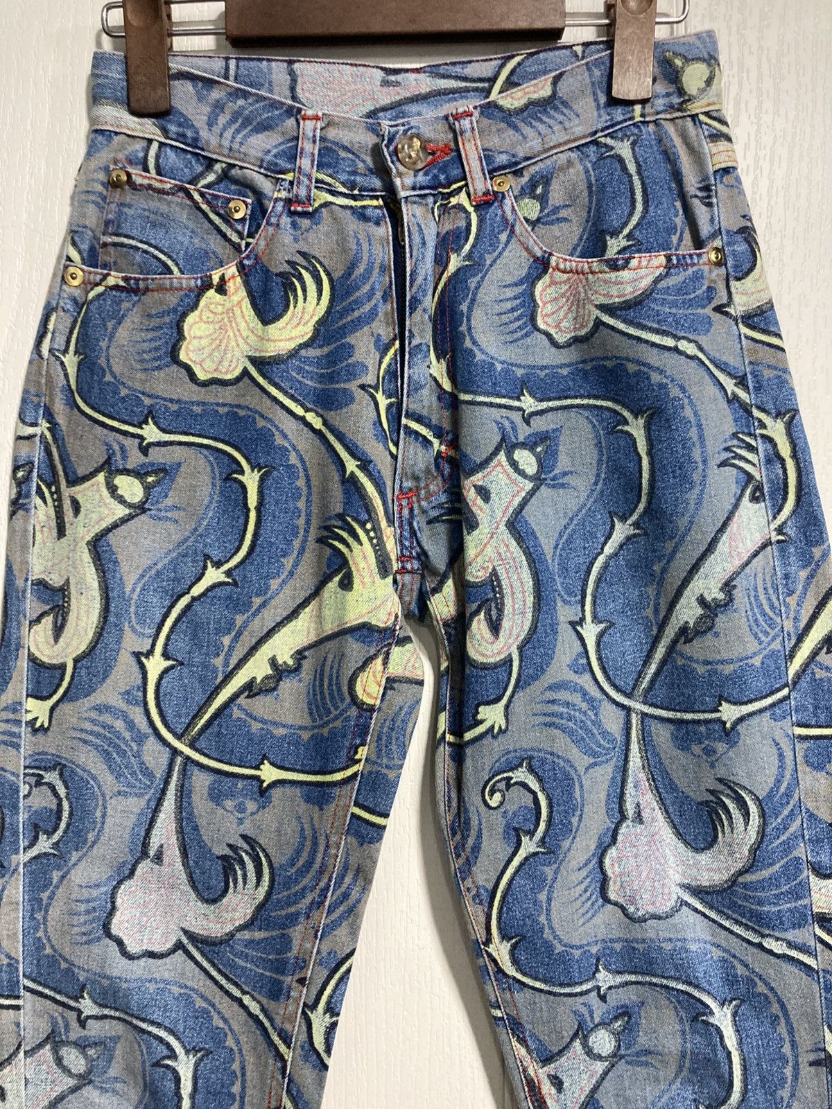 Vivienne Westwood 1993ss Vivienne Westwood Grand Hotel Paisley Denim Pants Size 26" / US 2 / IT 38 - 3 Thumbnail
