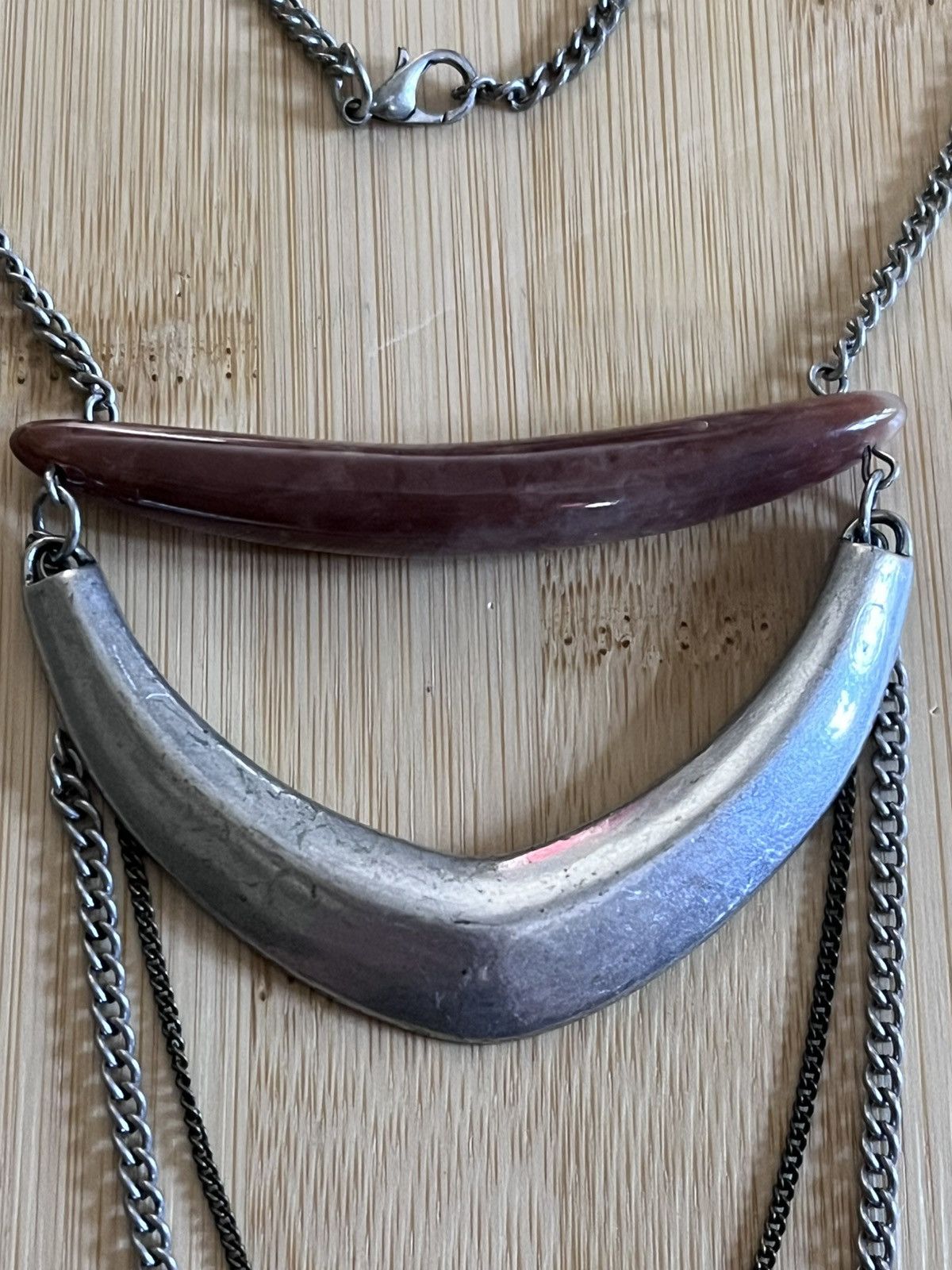 Other Vintage Y2K Silver Tone Layered Bar Bib Statement Necklace Size ONE SIZE - 2 Thumbnail
