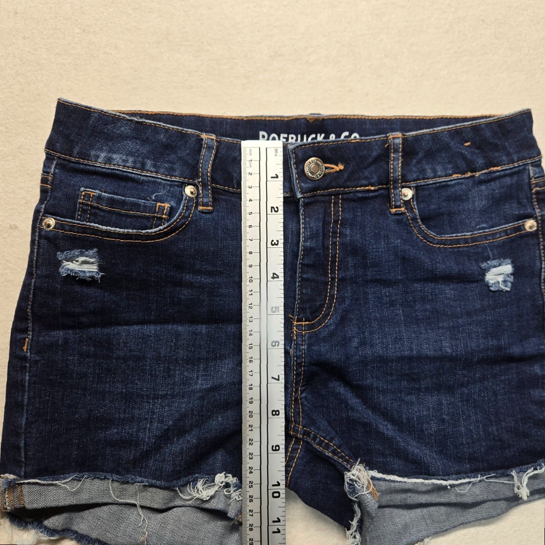 CO ROebuck & Co Roebuck & Co R1893 Denim Shorts 2 Women Dark Wash 2 Pockets Stretch Bohemian 90s? No vintage Size 26" / US 2 / IT 38 - 6 Thumbnail