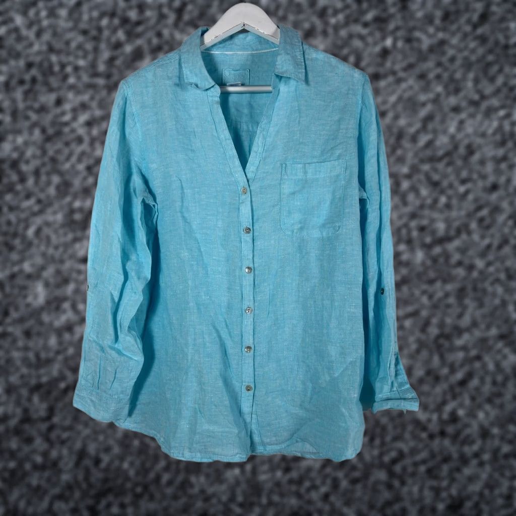 Vintage Sigrid Olsen Womens Blue Linen Button-Down Shirt W/ Pocket XL Size XL / US 12-14 / IT 48-50 - 1 Thumbnail