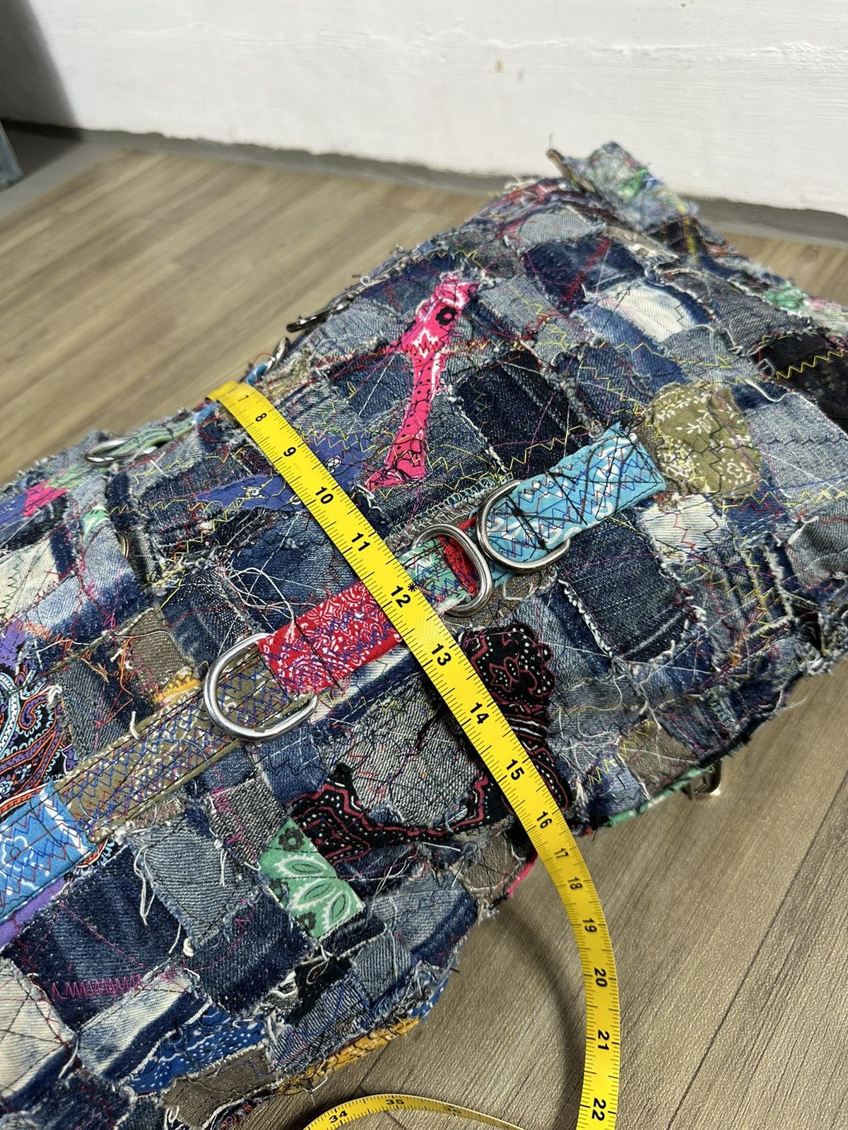 Art Comes First Custom Made Paisley denim Patchwork Roll top Backpack Size ONE SIZE - 13 Thumbnail