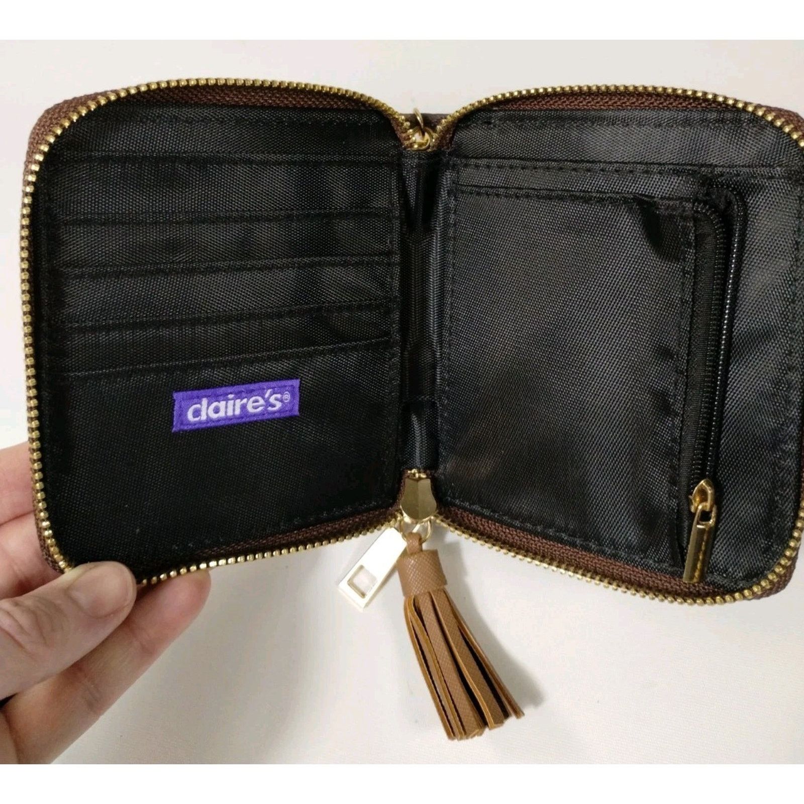 Vintage Claire's Small Women Wallet Brown Love Designer Design 5"x4" Size ONE SIZE - 4 Thumbnail