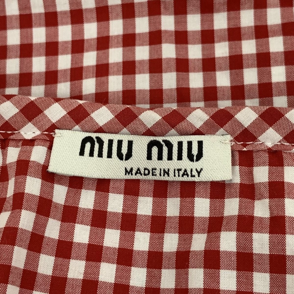 Miu Miu Miu Miu Red Plaid Cotton Crew Neck Short Sleeve Top K26WX Size M / US 6-8 / IT 42-44 - 5 Thumbnail
