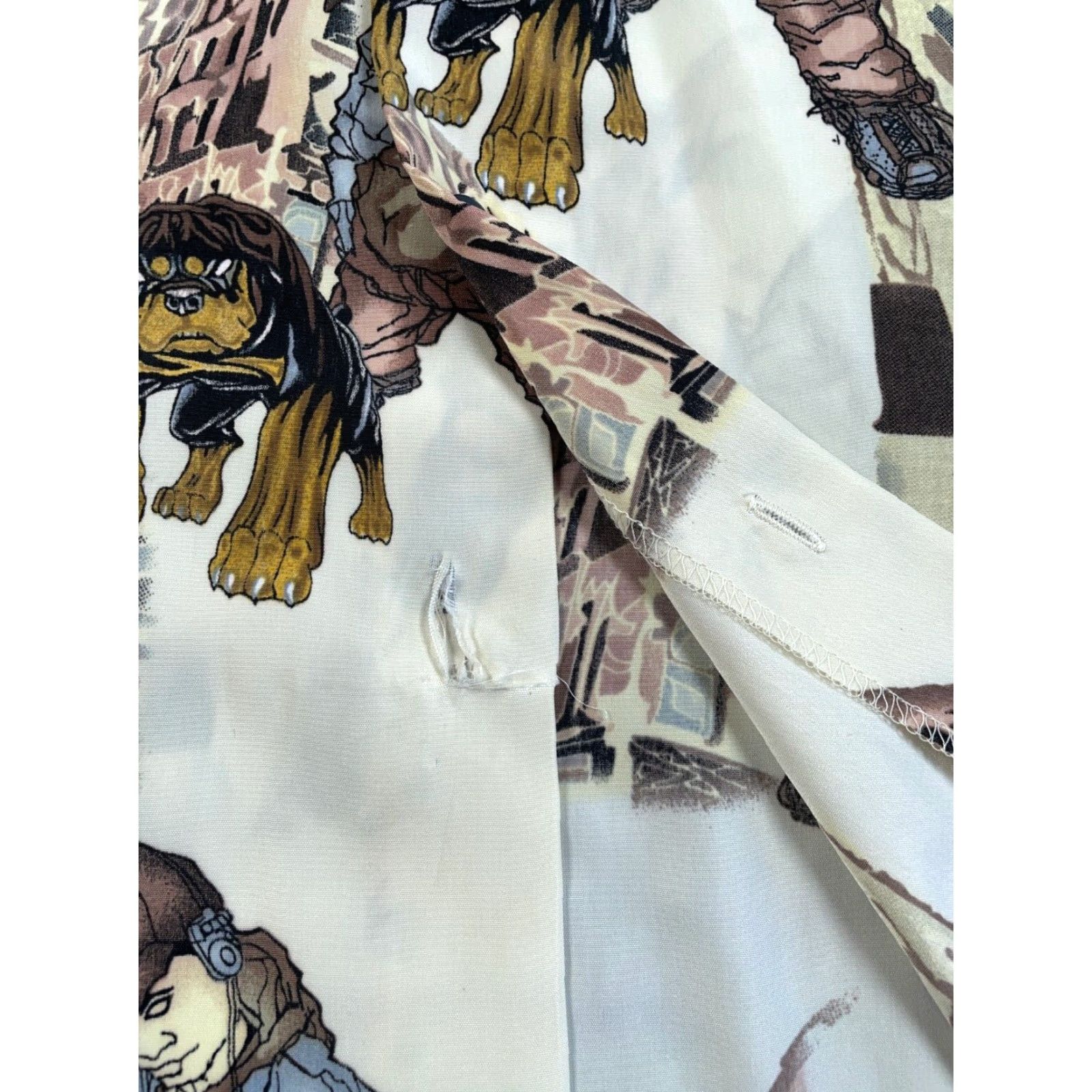 Vintage VTG Vintage Yes Brand Vintage Y2K Up Roc Rottweiler Pattern Shirt Adult Large Ivory AOP Streetwear Hip Hop Size US L / EU 52-54 / 3 - 5 Thumbnail
