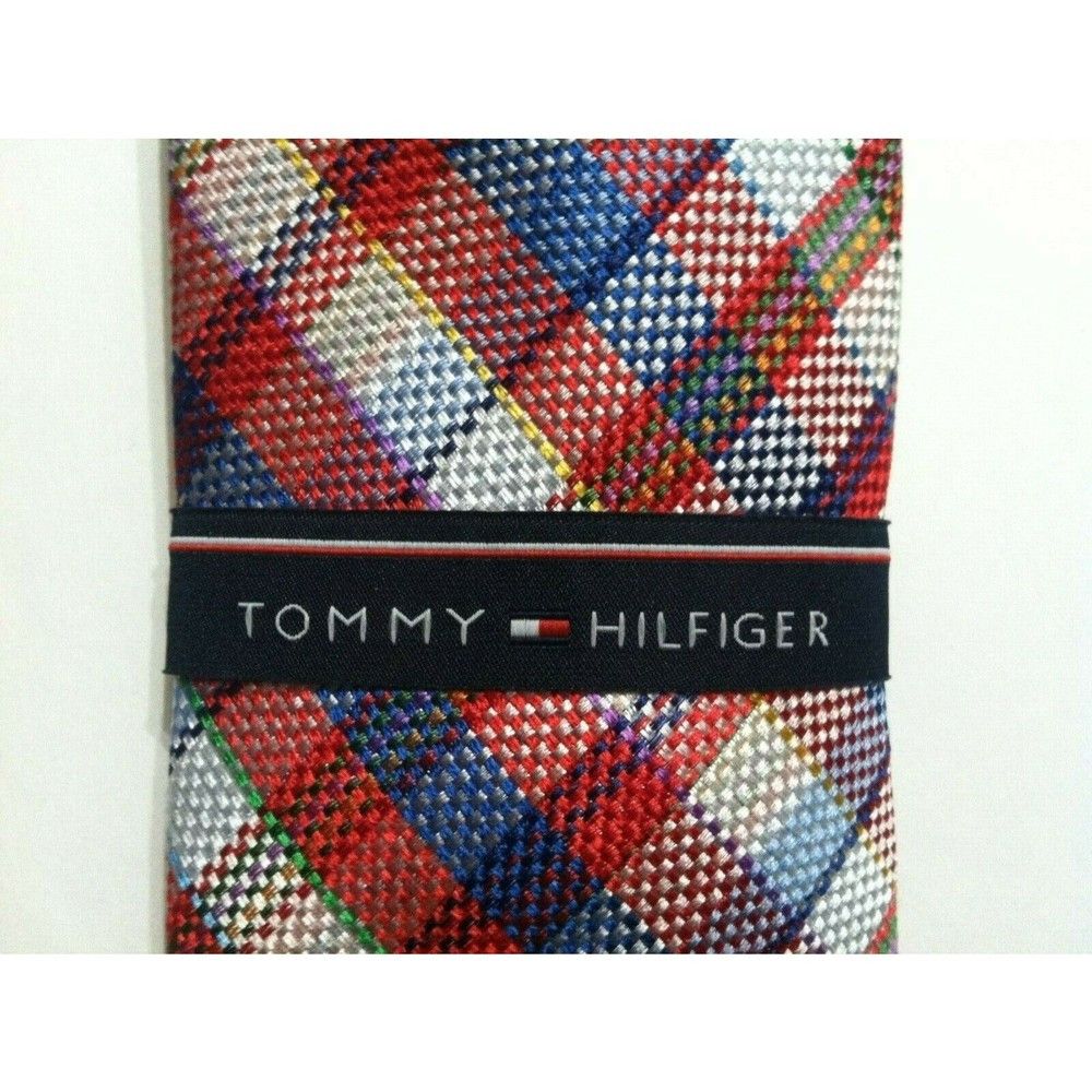 Tommy Hilfiger TOMMY HILFIGER MENS NEW RED 100%SILK PLAID TIE WIDTH:3 1/8" Size ONE SIZE - 2 Thumbnail