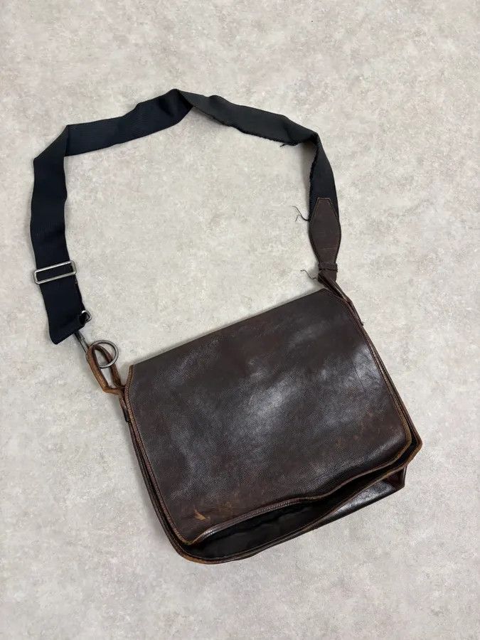 Yves Saint Laurent 2000s Yves Saint Laurent Brown Eroded Leather Shoulder Bag Size ONE SIZE - 4 Thumbnail