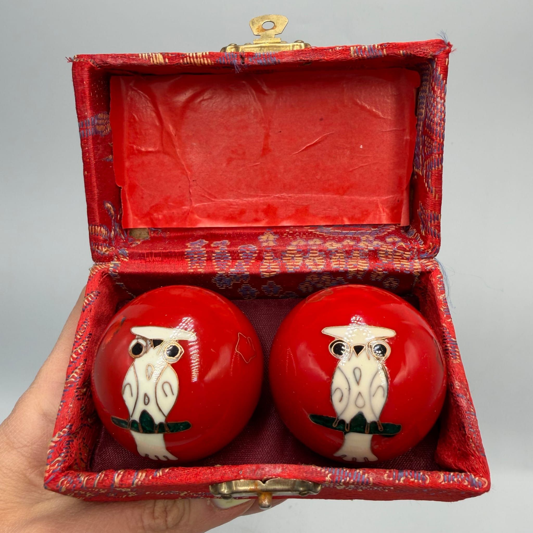 Vintage Vintage Chinese Baoding Balls Owl Red Cloisonne Enamel Size ONE SIZE - 5 Thumbnail