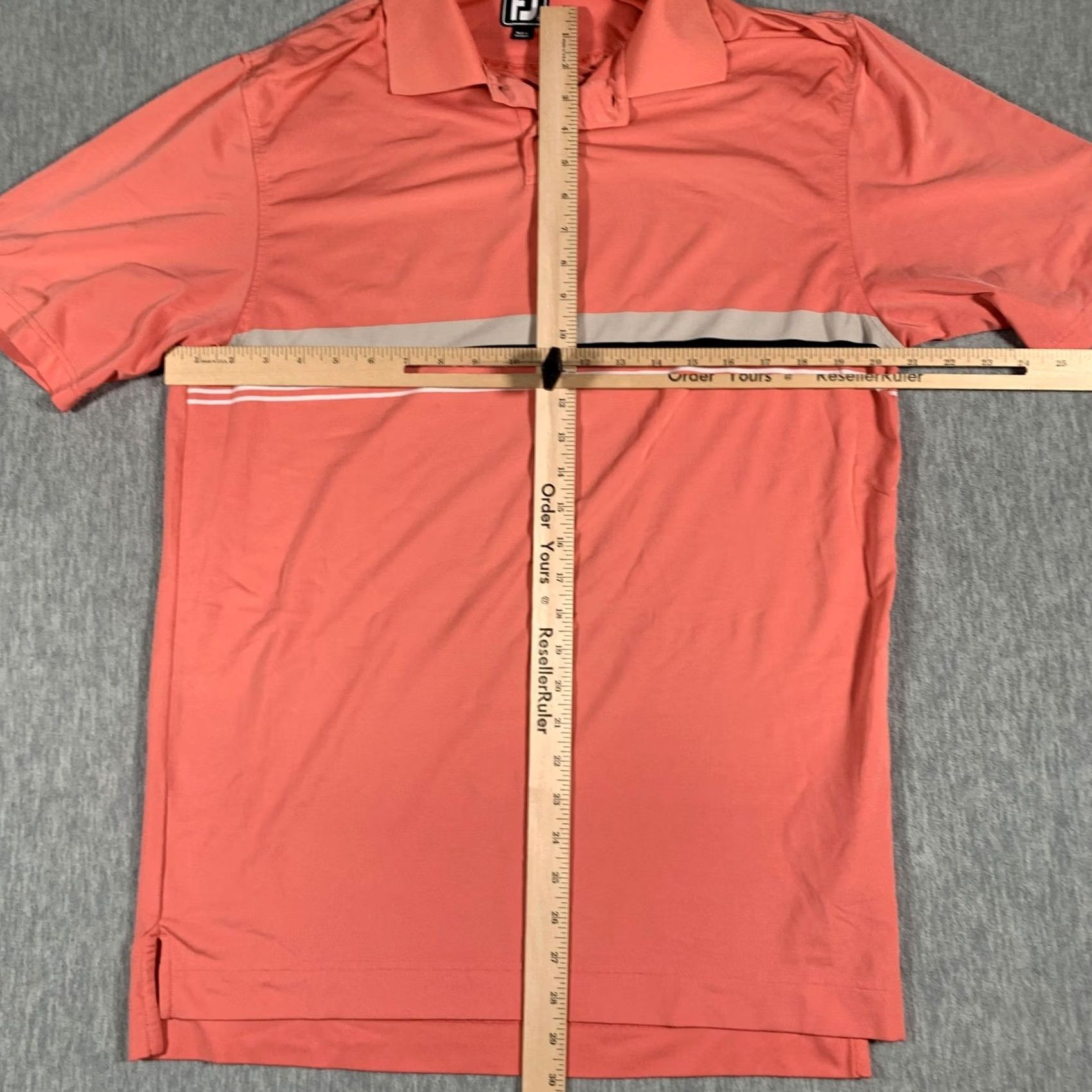 Footjoy FootJoy Shirt Mens M Coral Striped Polo Golf Athletic Fit Invitational Size US M / EU 48-50 / 2 - 6 Thumbnail