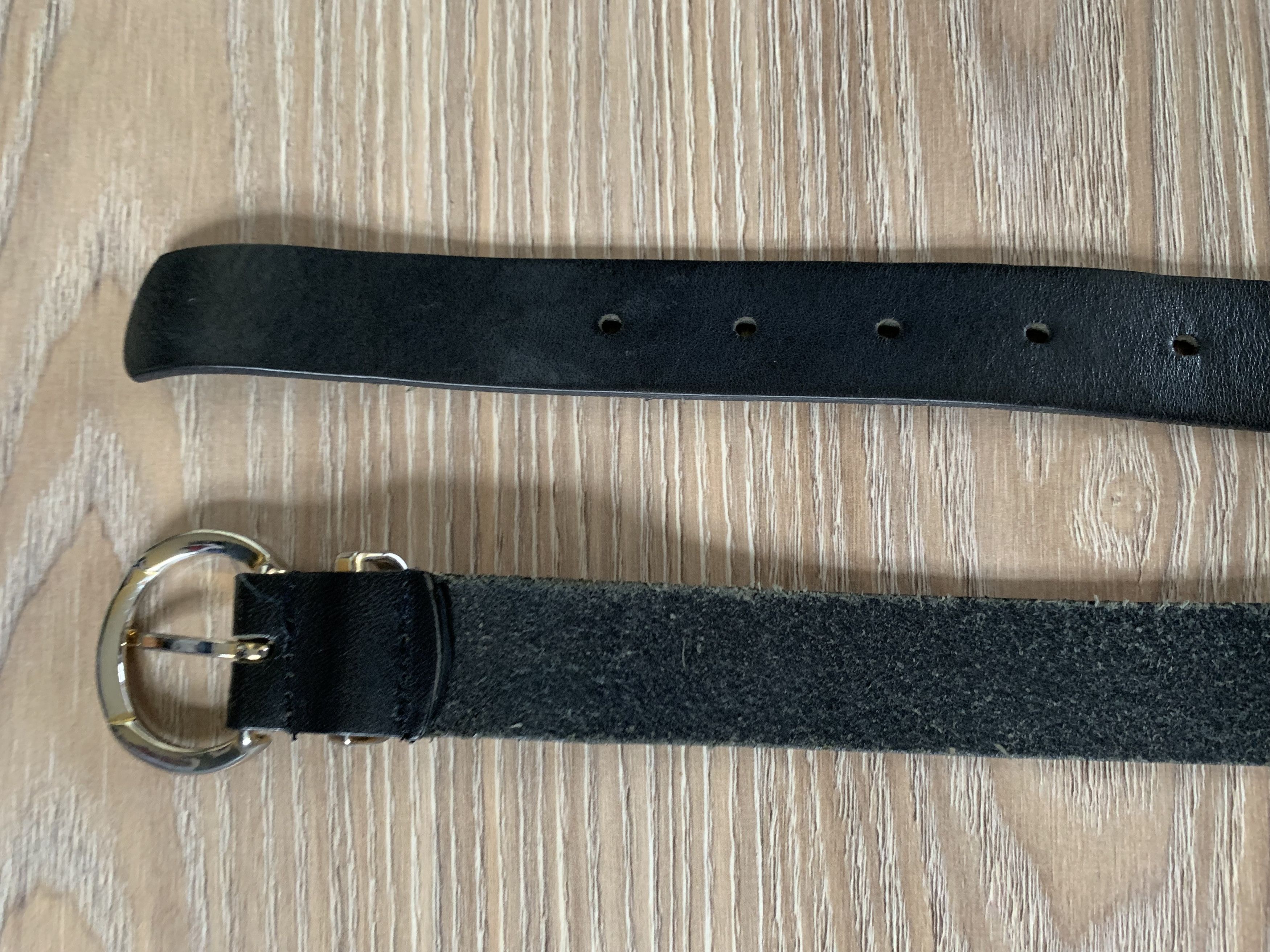 Zara ZARA Silver Oval Buckle Black Leather Belt Size ONE SIZE - 3 Thumbnail