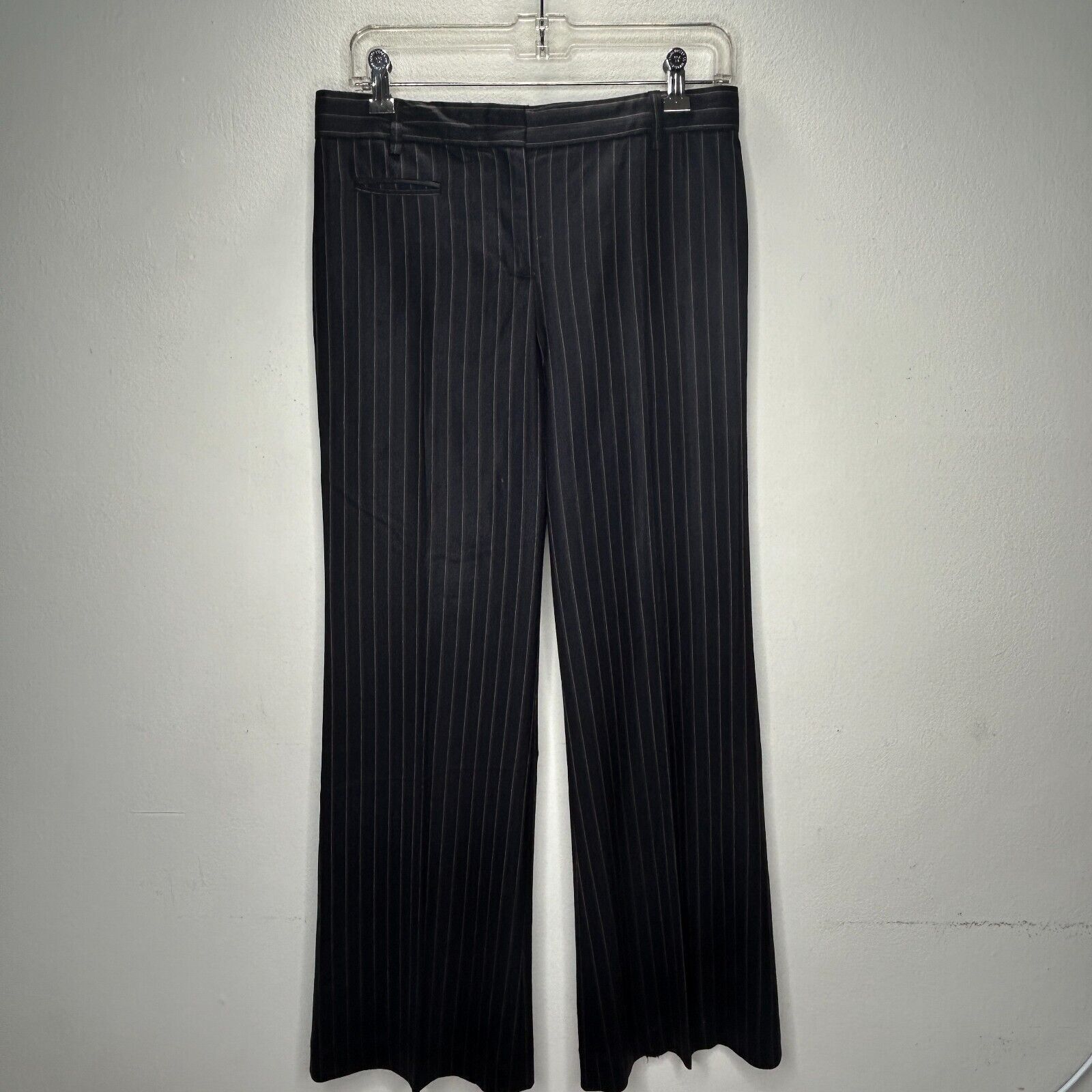 Bcbgmaxazria BCBGMAXAZARIA Black w/Pinstripe Wide Leg Zip Camilla Pant 2 Size 26" / US 2 / IT 38 - 10 Thumbnail
