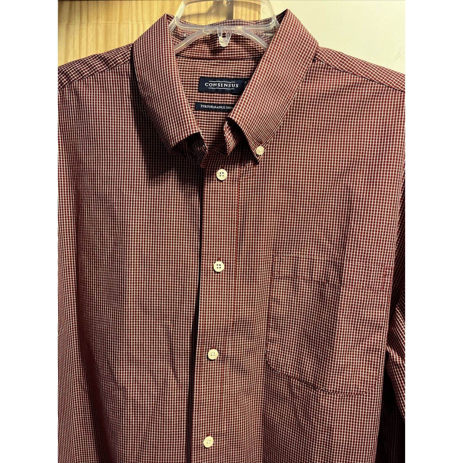Consensus Sportswear Consensus Men’s XL Red Check LS Button Polyester Blend Shirt Size US XL / EU 56 / 4 - 9 Thumbnail