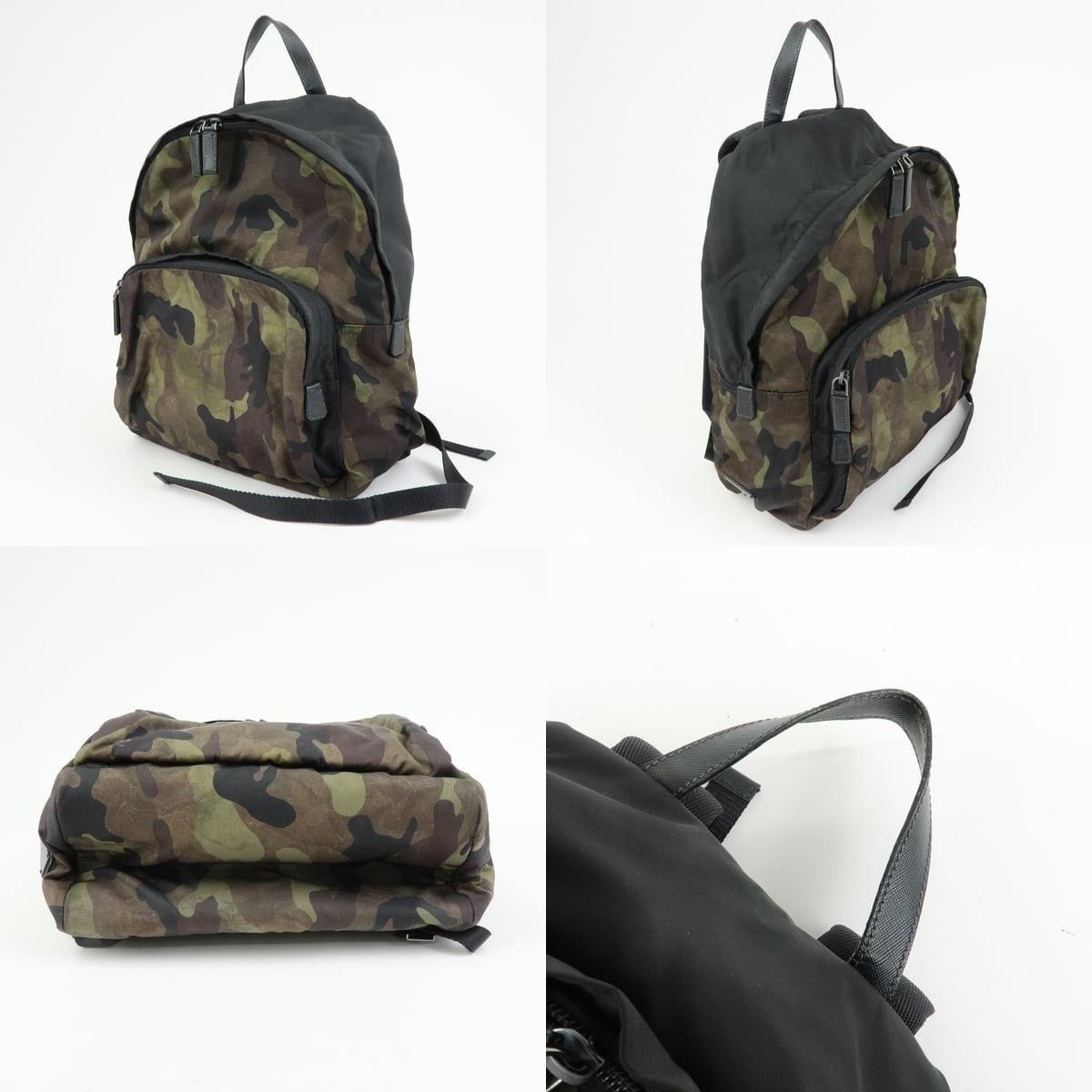 Prada Prada Triangle Logo Nylon Leather Backpack Camouflage Size ONE SIZE - 3 Thumbnail