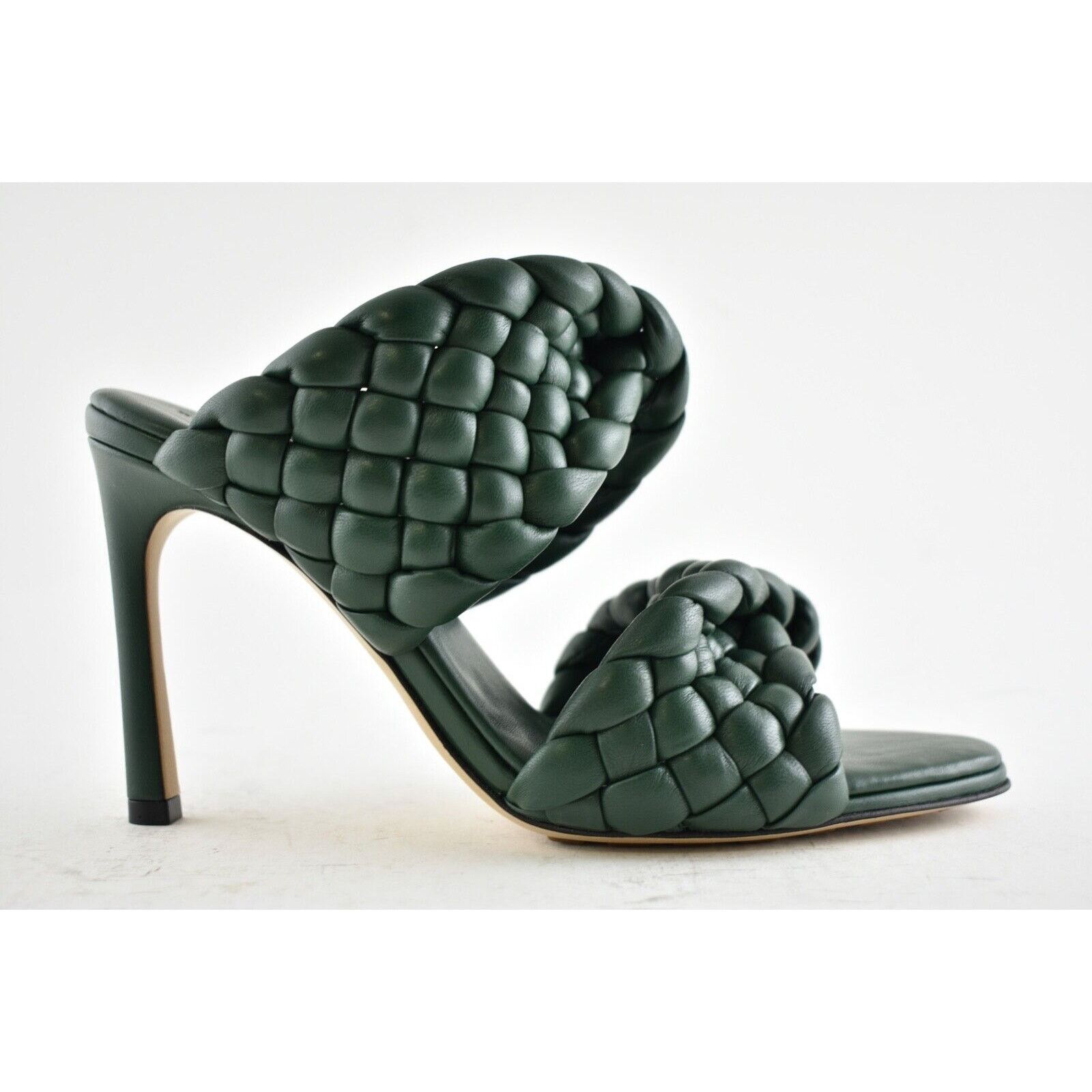 Bottega Veneta Curve Padded Vert Foncee Leather Sandal Mule Heel Pump 36.5 Size US 6.5 / IT 36.5 - 3 Thumbnail