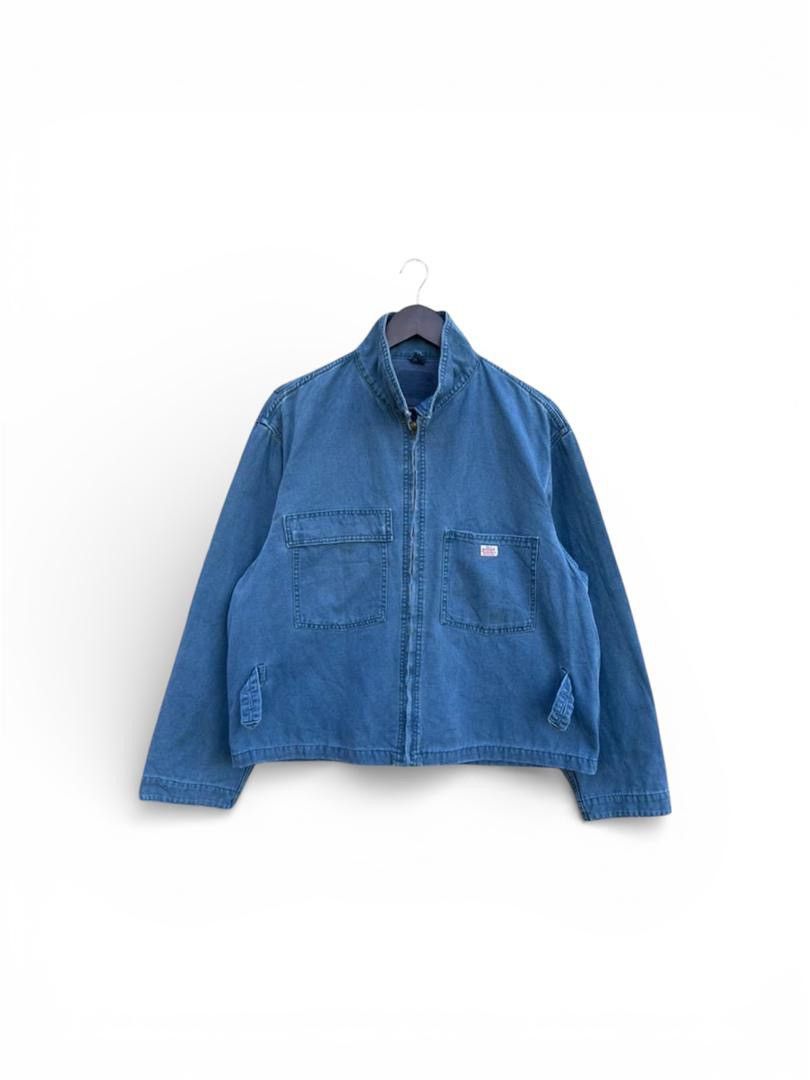 Japanese Brand Vintage Bartack Natural Denim Zipper Jacket Workwear Style Size US M / EU 48-50 / 2 - 1 Thumbnail