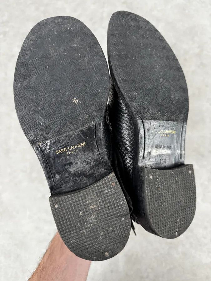 Saint Laurent Paris Saint Laurent Black Python Leather Boots Size US 5.5 / IT 35.5 - 6 Thumbnail