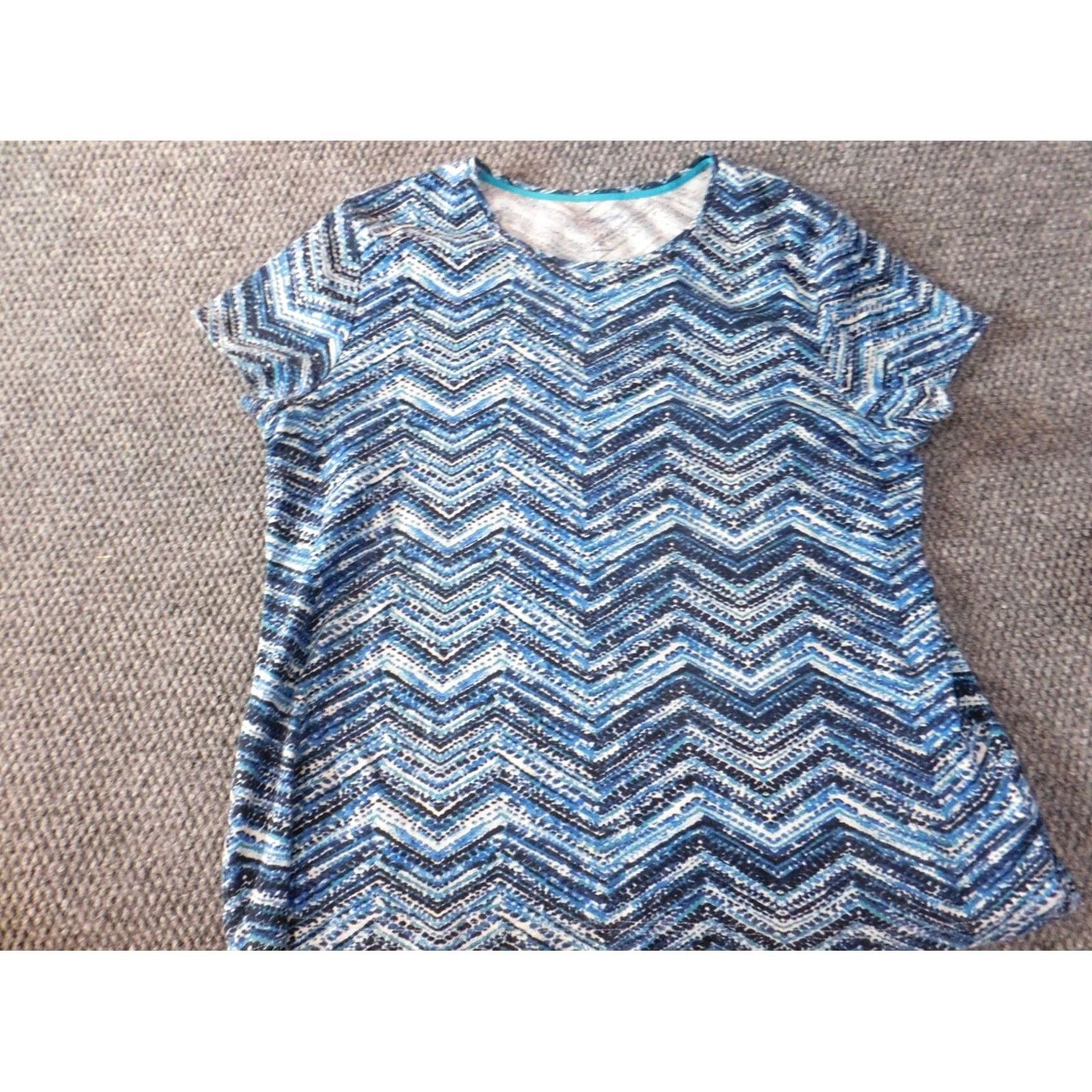 Croft & Barrow Croft & Barrow Womens Shirt XL Blue Striped Stretch Graphic Tee Short Sleeve Collared Pullover Casual Blouse 100% Cotton Regular Modern Classic Womens Size XL / US 12-14 / IT 48-50 - 3 Thumbnail