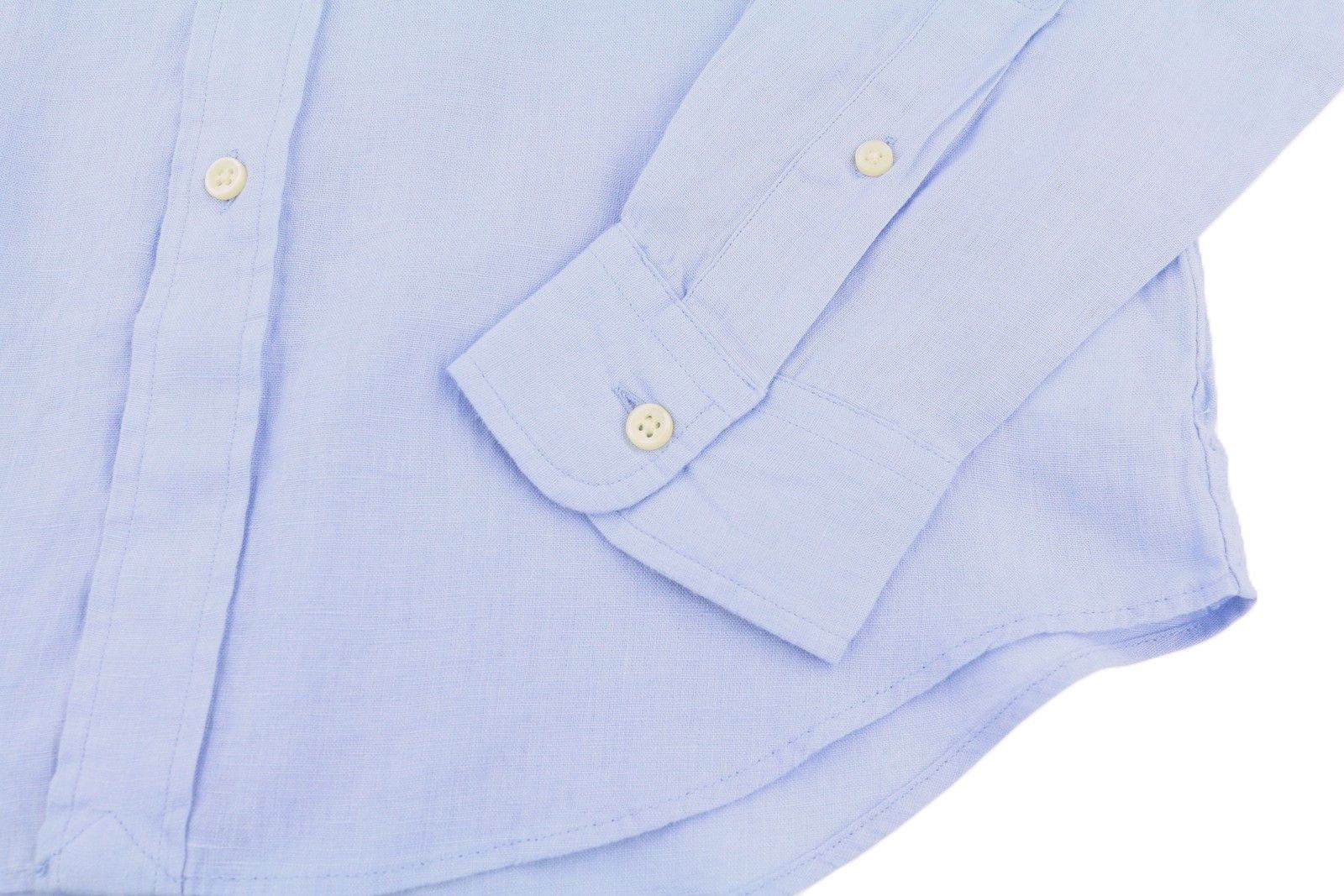 Ralph Lauren S Blue Linen Custom Fit Button-Down Neck Logo 87001 Size US S / EU 44-46 / 1 - 5 Thumbnail