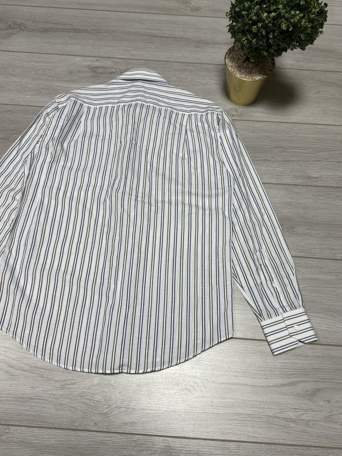 Balmain Balmain linen shirt buttons up pocket B logo striped Size US M / EU 48-50 / 2 - 12 Thumbnail