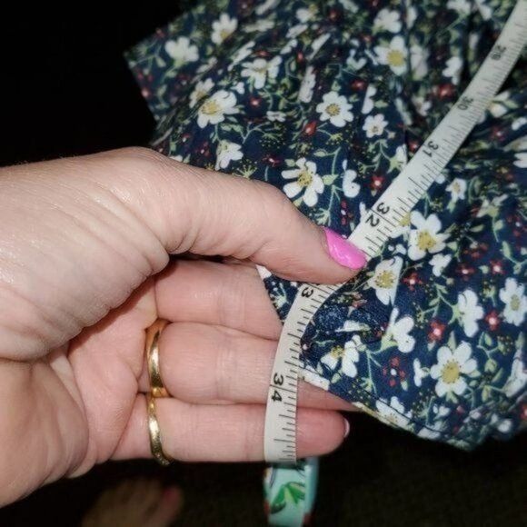 Vintage Dress Forum Navy Floral Vneck Sleeveless Rushed Zippered Sz Size M / US 6-8 / IT 42-44 - 10 Thumbnail