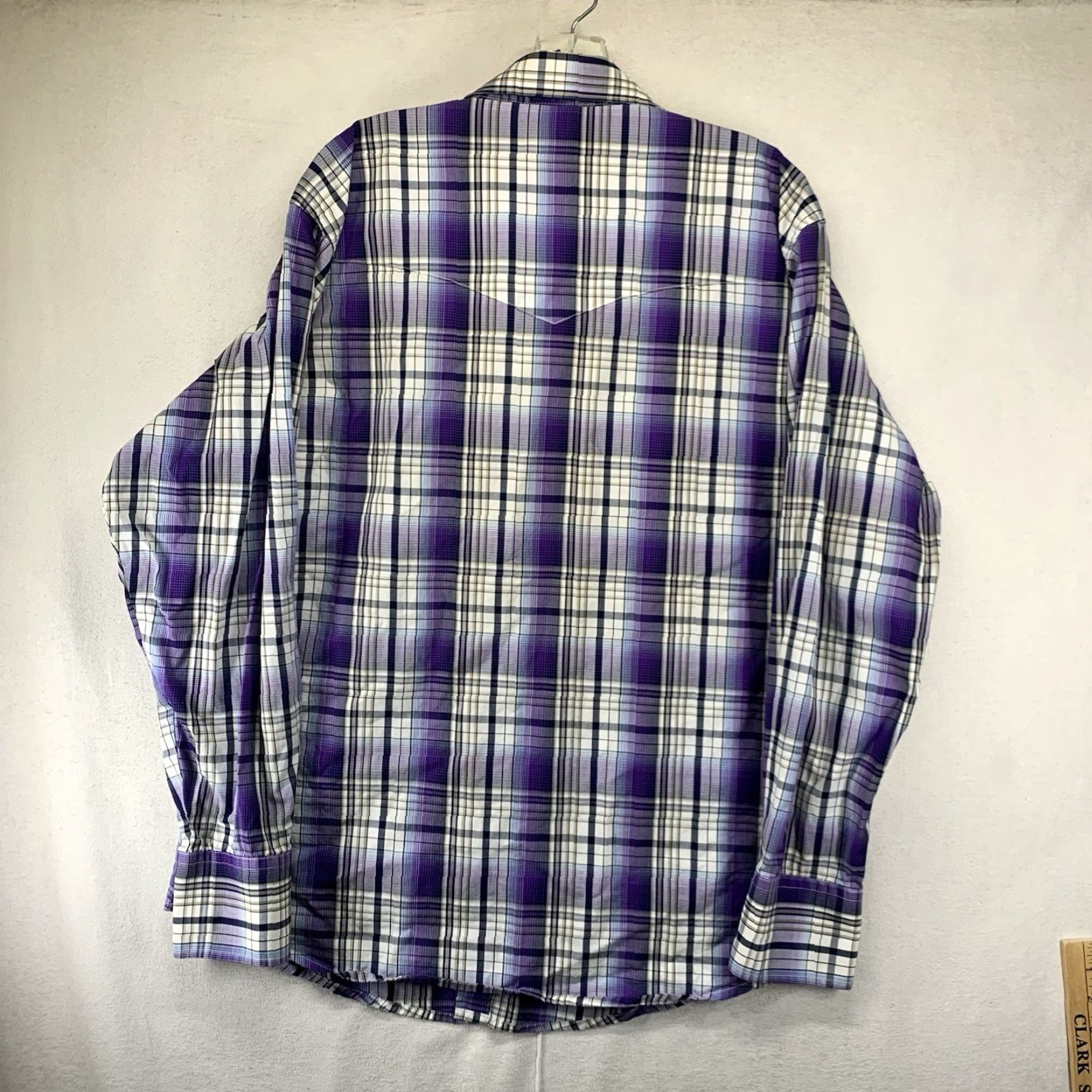 Wrangler VINTAGE Wrangler Western Pearl Snap Shirt Mens XL Plaid Long Sleeve Purple White Cowboy Retro 90s Size US XL / EU 56 / 4 - 2 Thumbnail