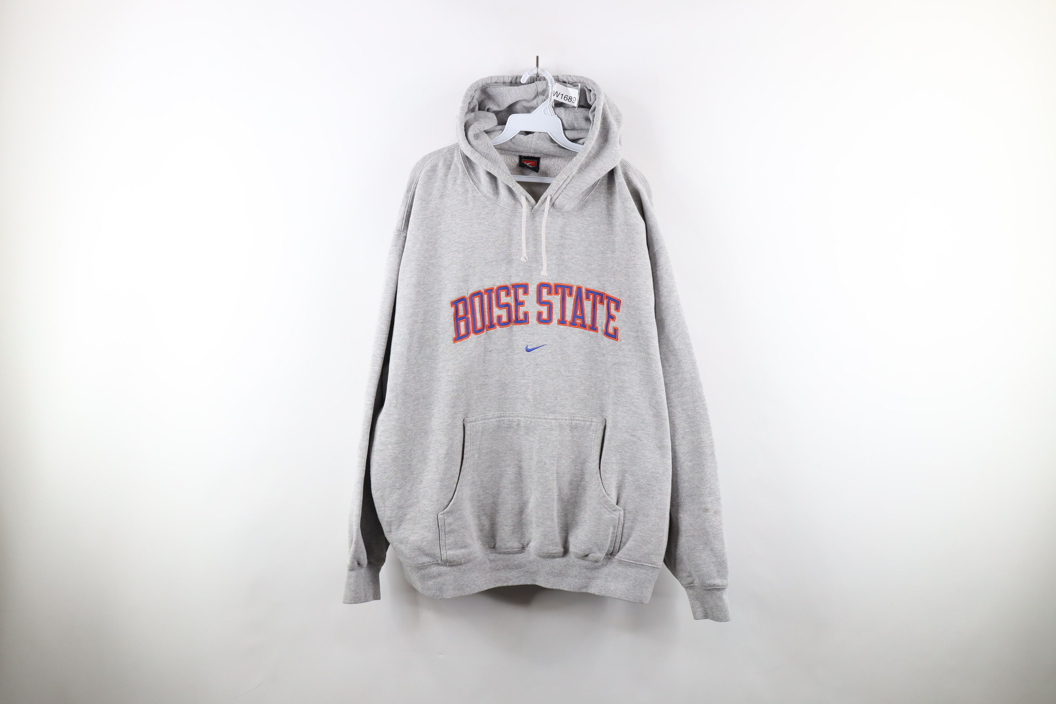 image of Nike Mini Swoosh Boise State University Hoodie Gray in Grey, Men's (Size 2XL)
