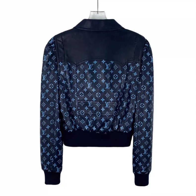 Louis Vuitton Louis Vuitton Blue Leather Logo Jacket -2505 Size S / US 4 / IT 40 - 2 Thumbnail