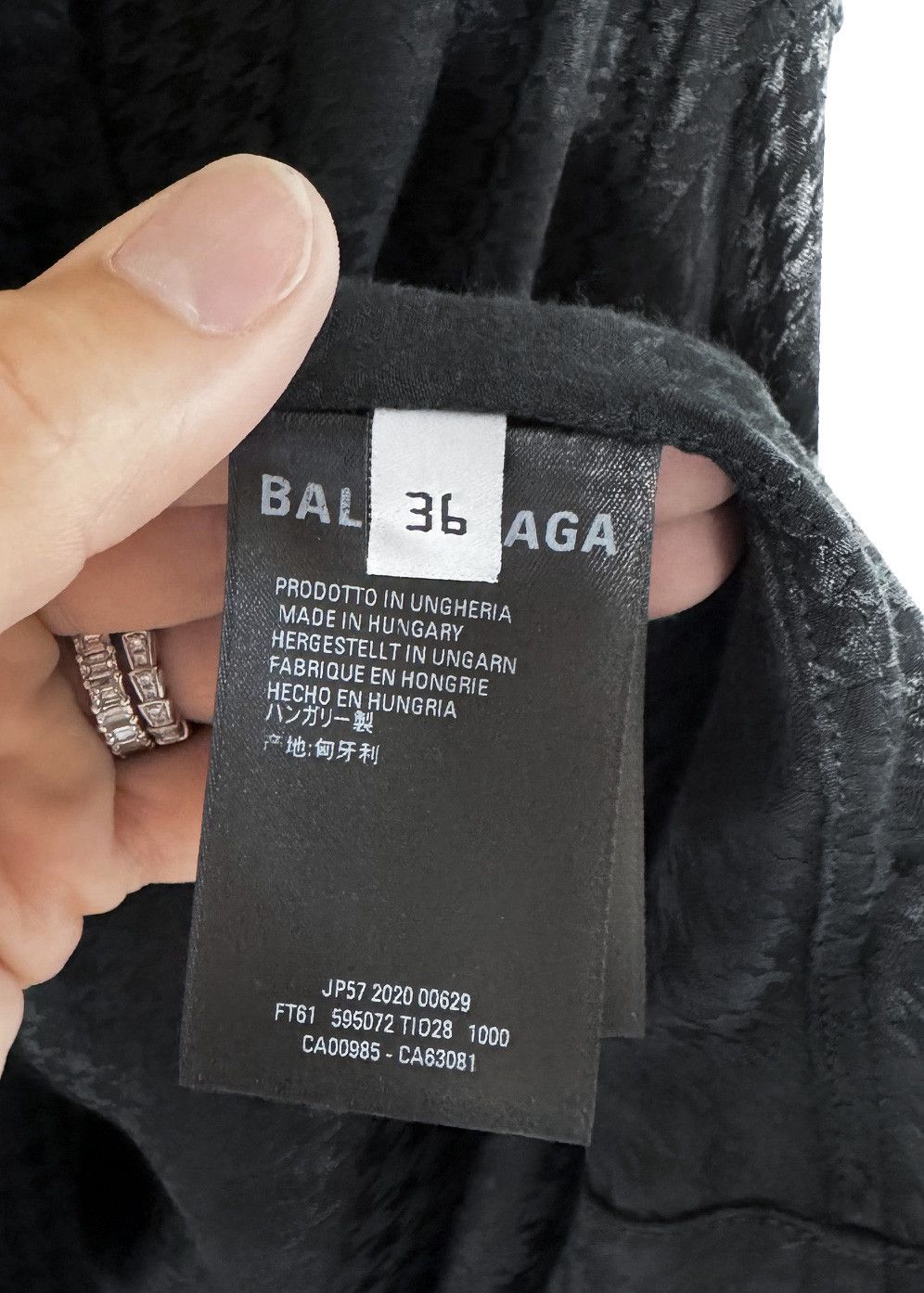 Balenciaga Balenciaga 2020 Black Satin Houndstooth Tie Neck Bow Blouse Size S / US 4 / IT 40 - 6 Thumbnail
