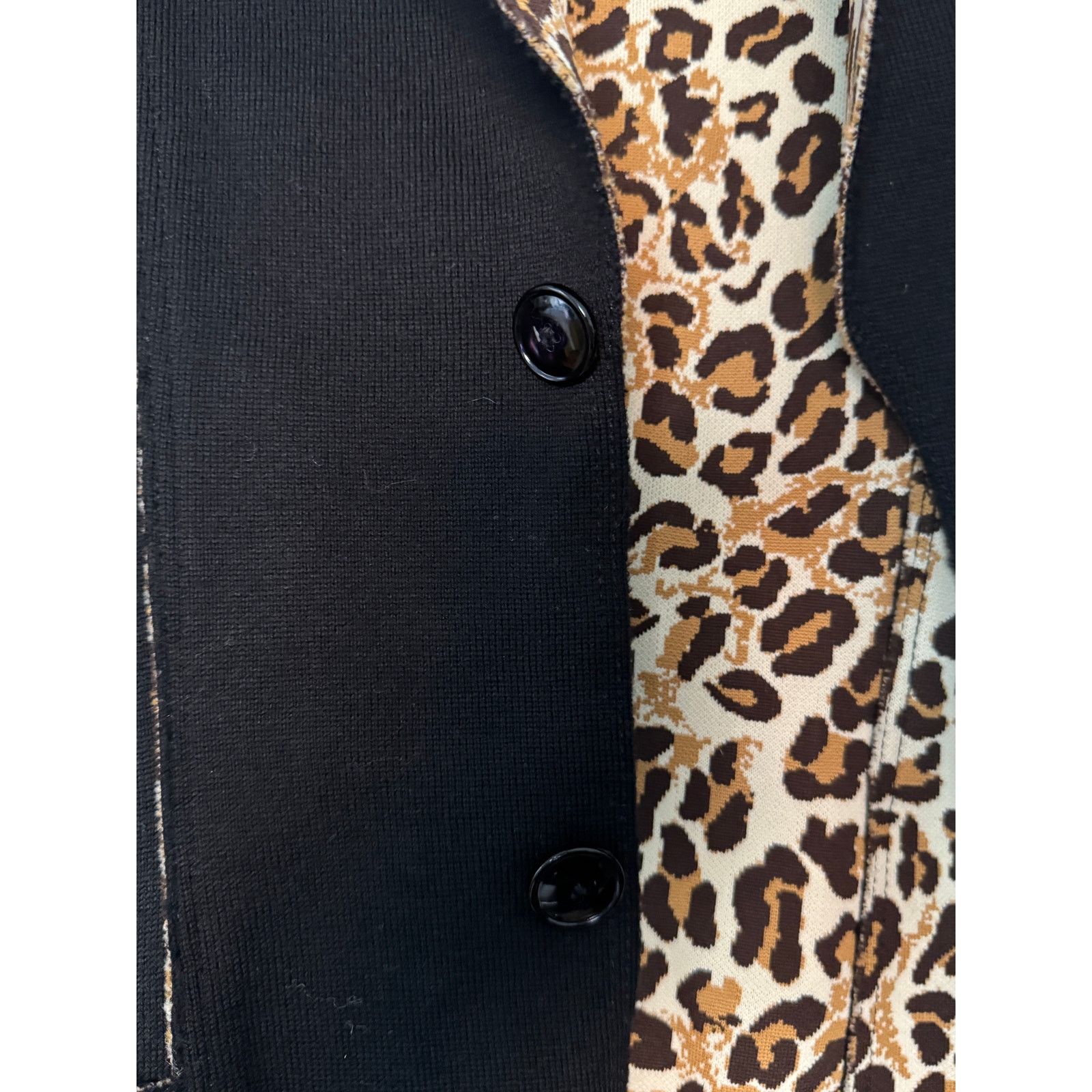 St. John St. John Black/Leopard Print Drop Shoulder Reversible Coat Size S / US 4 / IT 40 - 7 Thumbnail