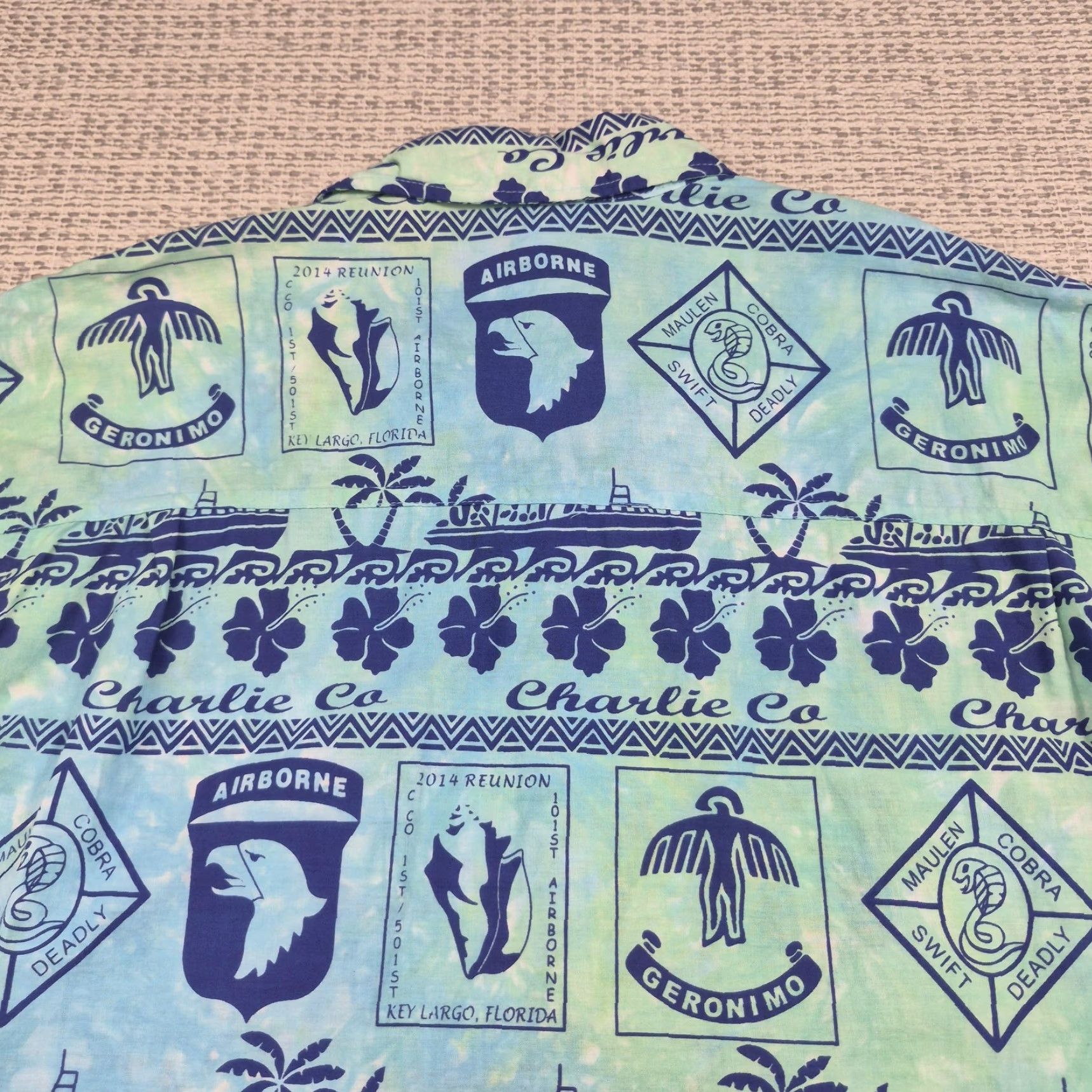 CO Rum Reggae Button Up Shirt Mens XL Hawaiian Aloha 80s 90s Beach Military Vintage Blue Cotton Short Sleeve Size US XL / EU 56 / 4 - 7 Thumbnail
