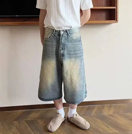 VIBE Washed Street Hip Hop Skater Loose Fit Denim Shorts Size US 32 / EU 48 - 1 Preview