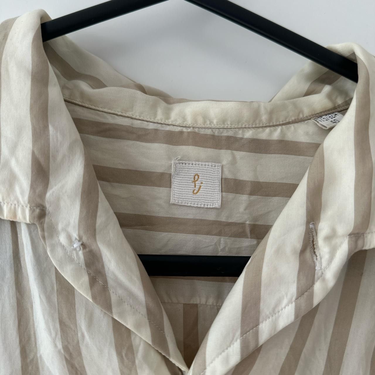 P. Johnson Classic Shirt - Beige Stripe Silk Size US M / EU 48-50 / 2 - 4 Thumbnail