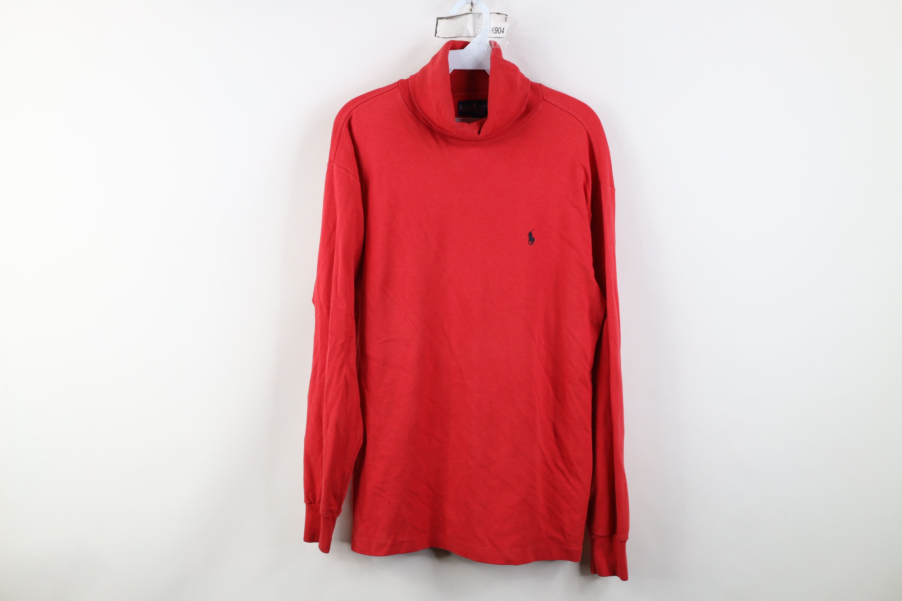 Ralph Lauren Vintage 80s 90s Ralph Lauren Cotton Turtleneck T-Shirt Red Size US M / EU 48-50 / 2 - 1 Thumbnail