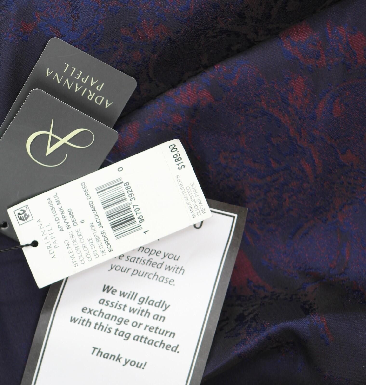 Other Nwt Adrianna Papell Jacquard Dress Navy Blue / Pink Multi 6 Size M / US 6-8 / IT 42-44 - 4 Thumbnail