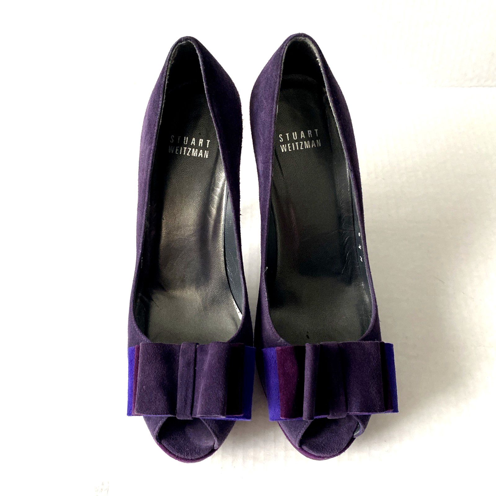 Stuart Weitzman Stuart Weitzman Pump Platform Moda Purple Suede Peep Toe 6.5 Size US 6.5 / IT 36.5 - 4 Thumbnail