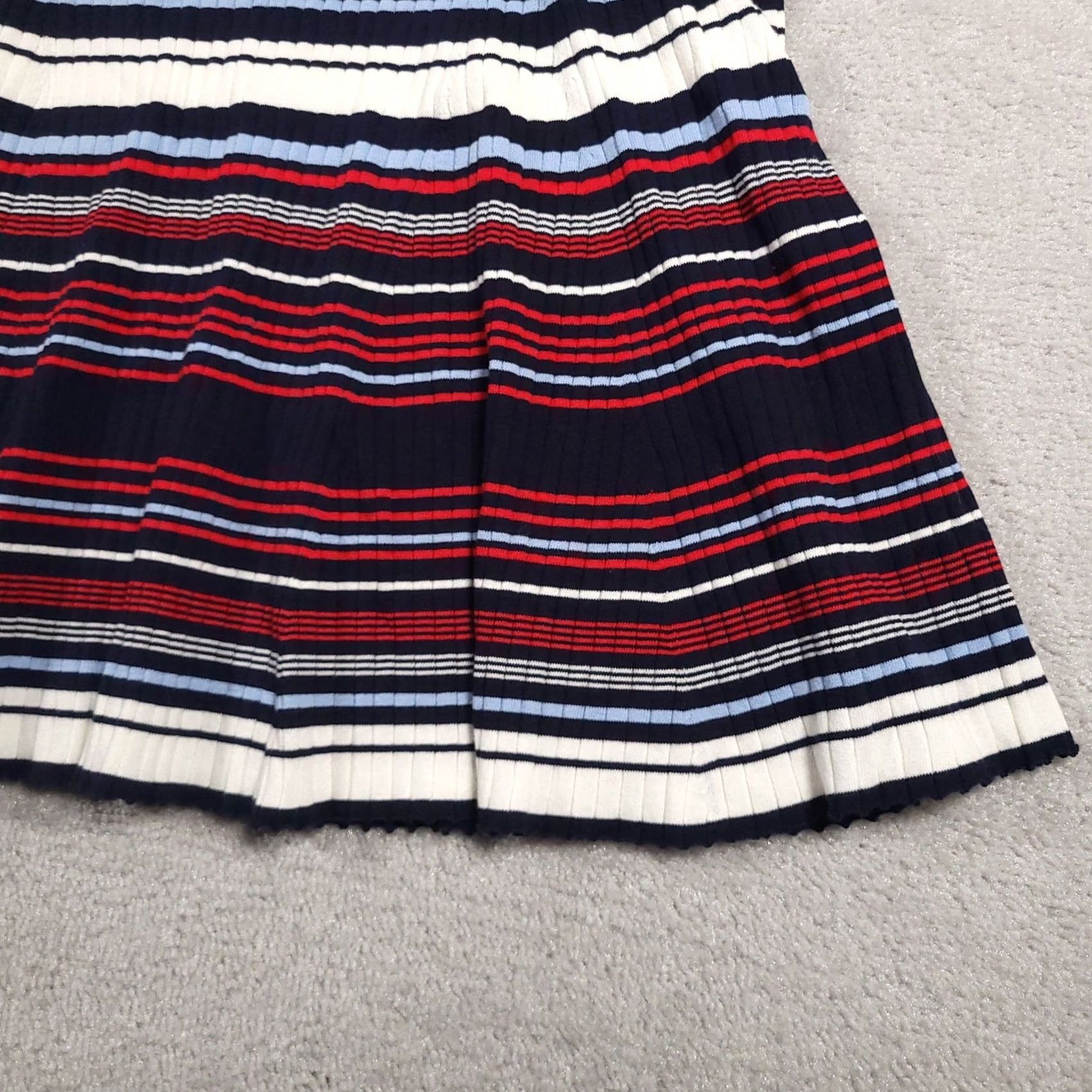 Chaps Chaps Skirt Womens XL Blue Red White Striped Pleated Knit Pull On Midi New Size 40" / US 18 - 6 Thumbnail